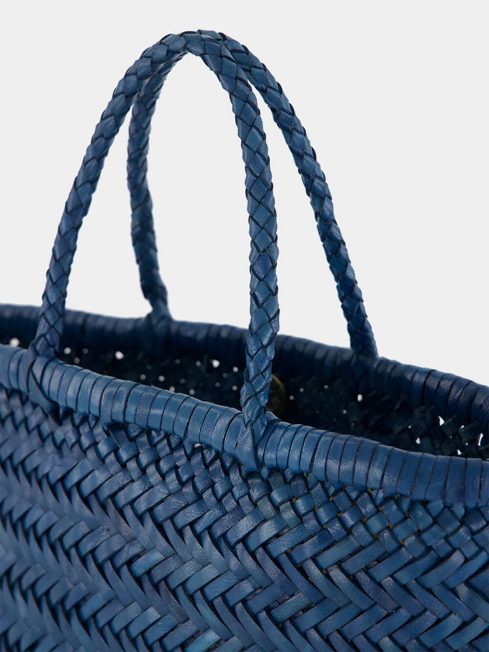 Ocean Blue Mini Flat Gora Leather Tote - Image 6
