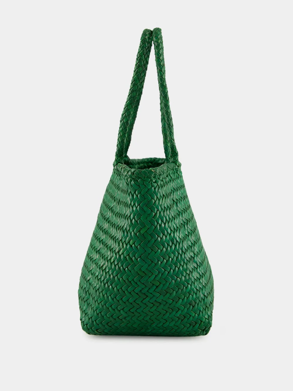 Parrot Green Grace Basket Small Woven Leather Tote - Image 3
