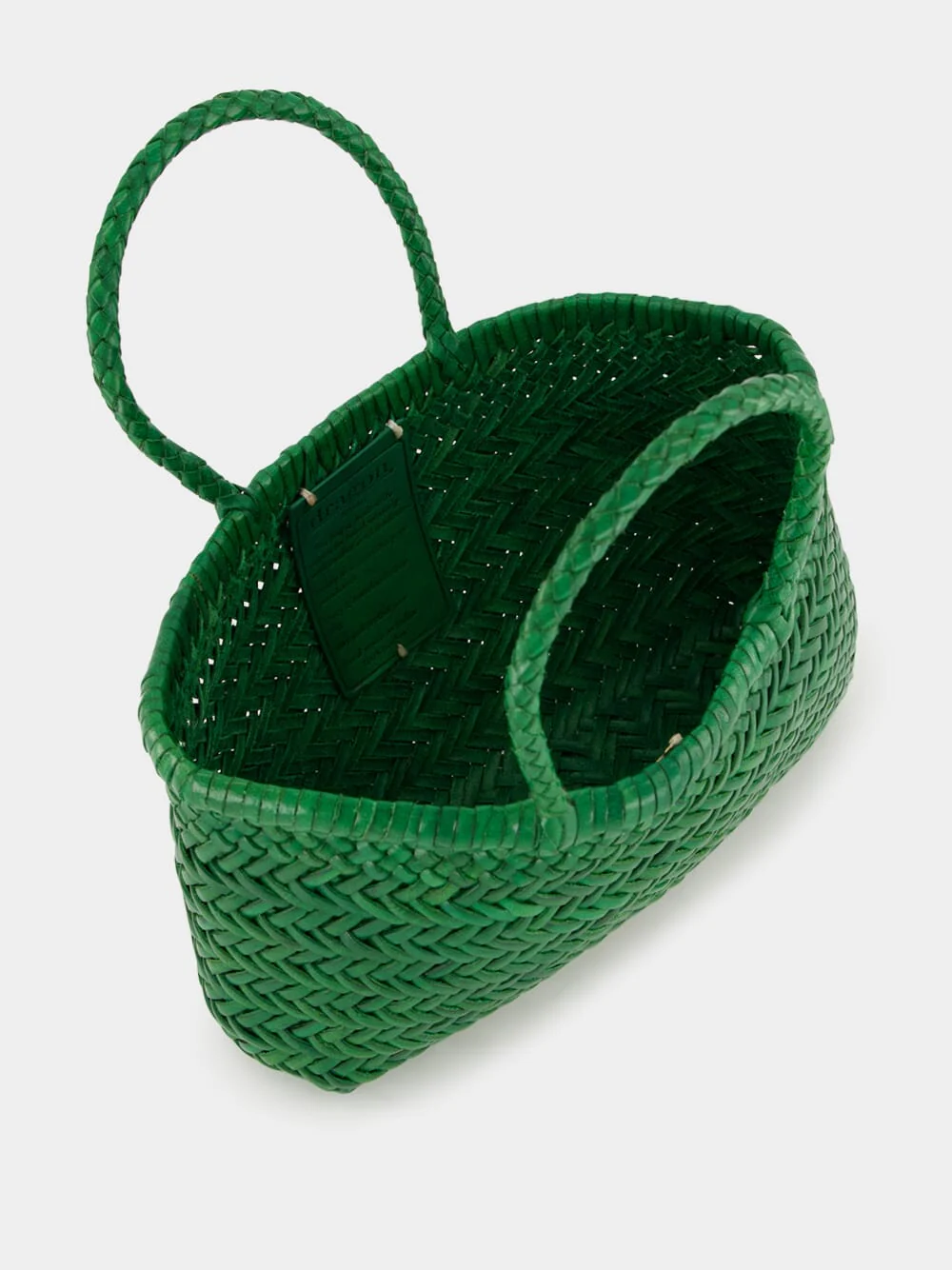 Parrot Green Mini Flat Gora Woven Leather Bag - Image 5