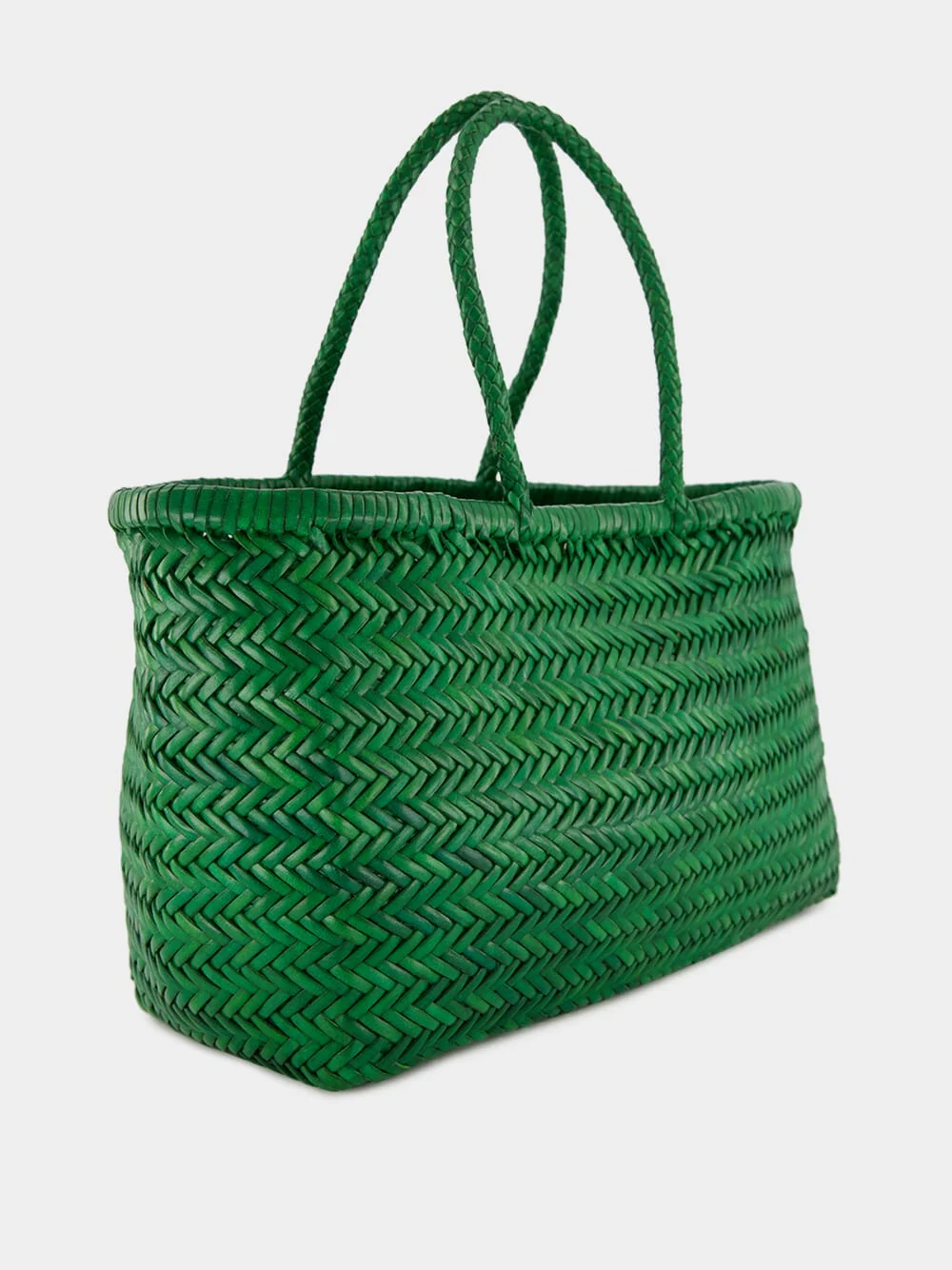 Parrot Green Triple Jump Big Woven Leather Tote - Image 2