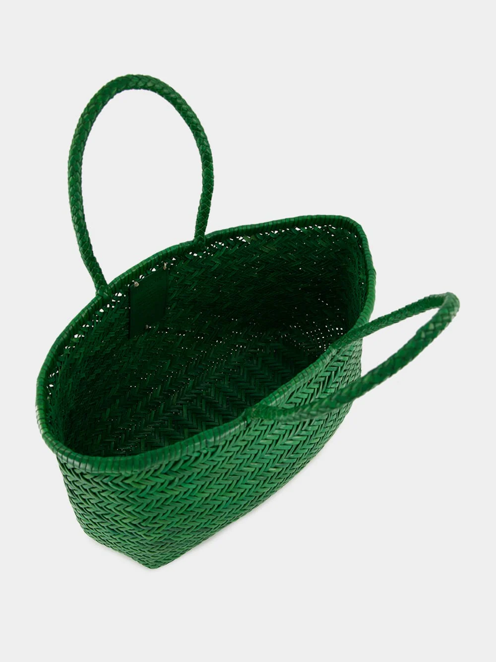 Parrot Green Triple Jump Big Woven Leather Tote - Image 5