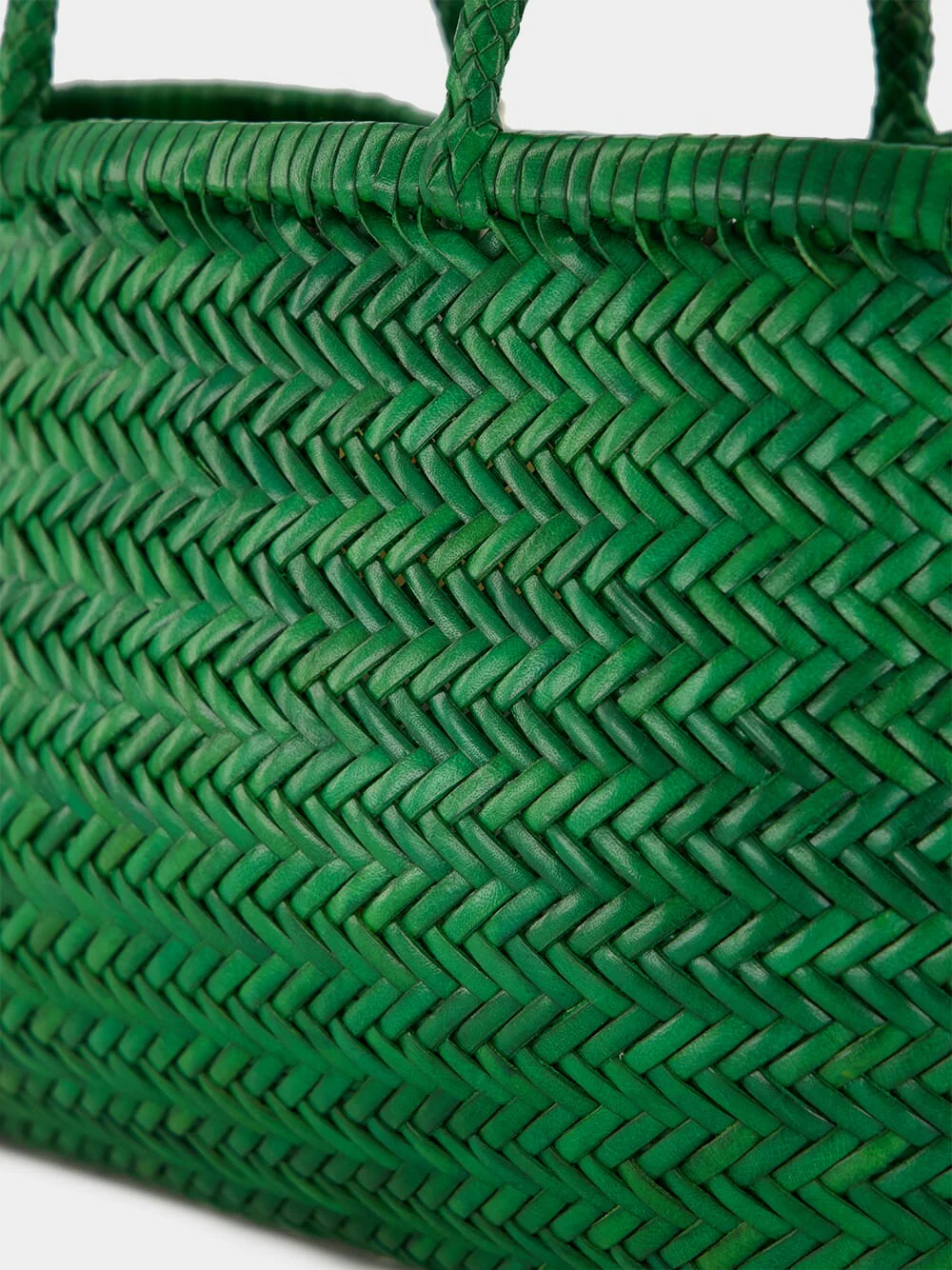 Parrot Green Triple Jump Big Woven Leather Tote - Image 6
