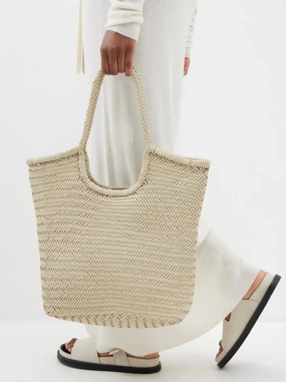 Pearl NS Diagonal Triple Jump Leather Tote - Image 2