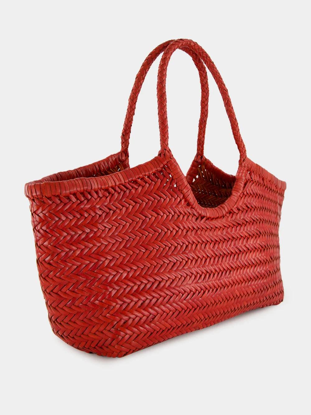 Poppy Red Nantucket Big Woven Leather Tote - Image 2