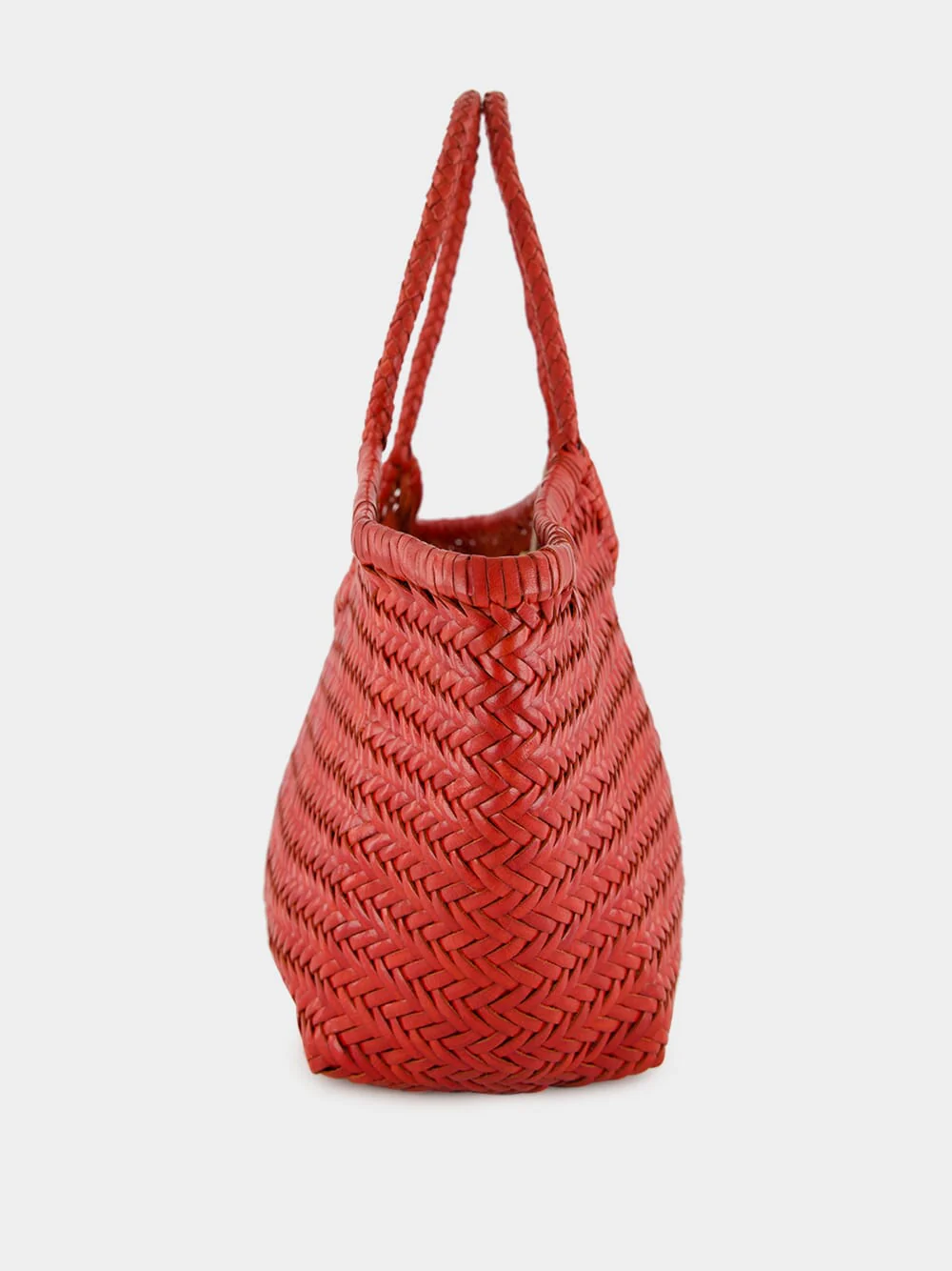 Poppy Red Nantucket Big Woven Leather Tote - Image 3