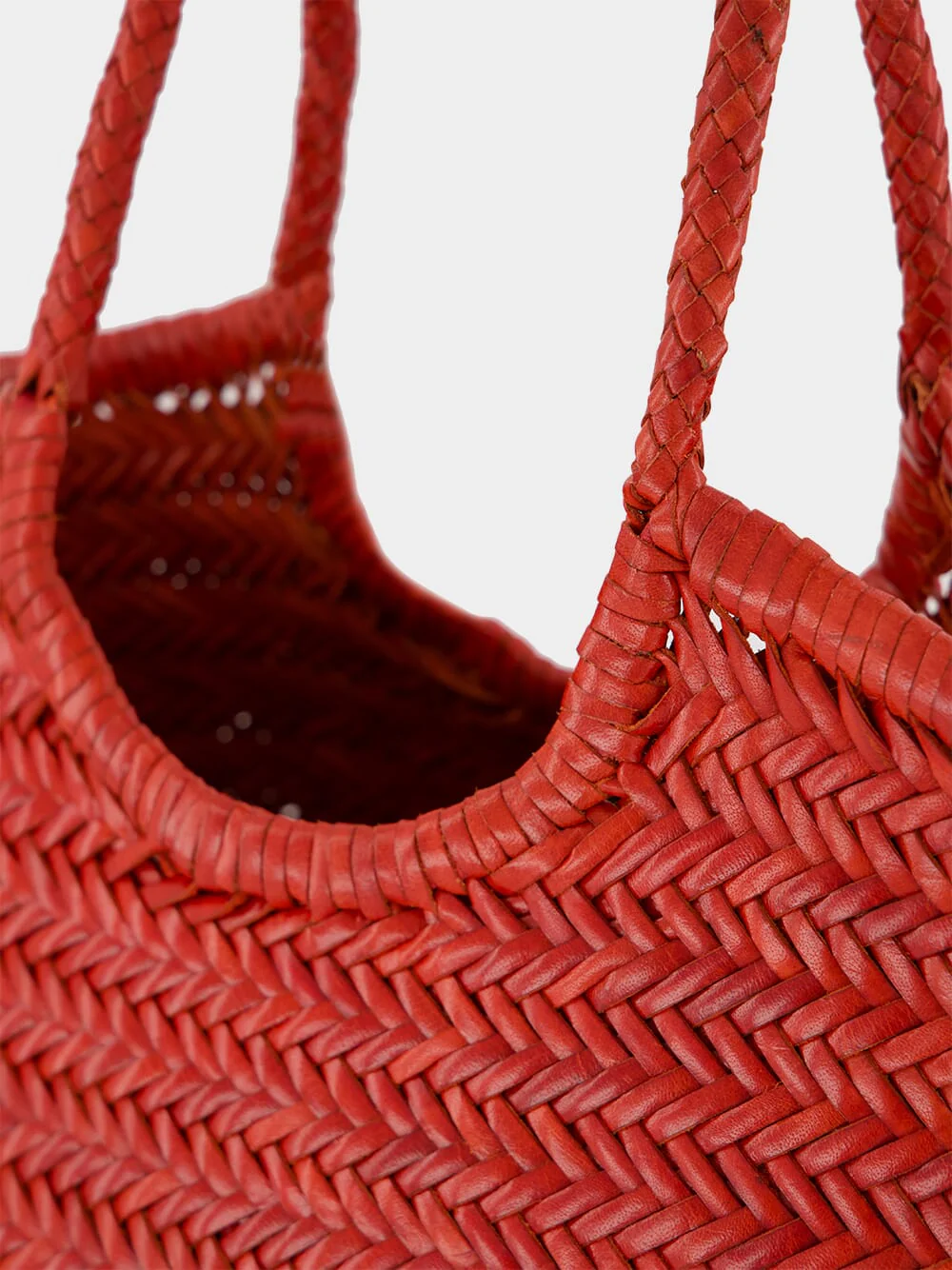 Poppy Red Nantucket Big Woven Leather Tote - Image 6