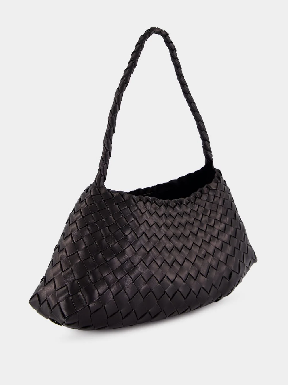 Rosanna Black Woven Leather Bag - Image 3
