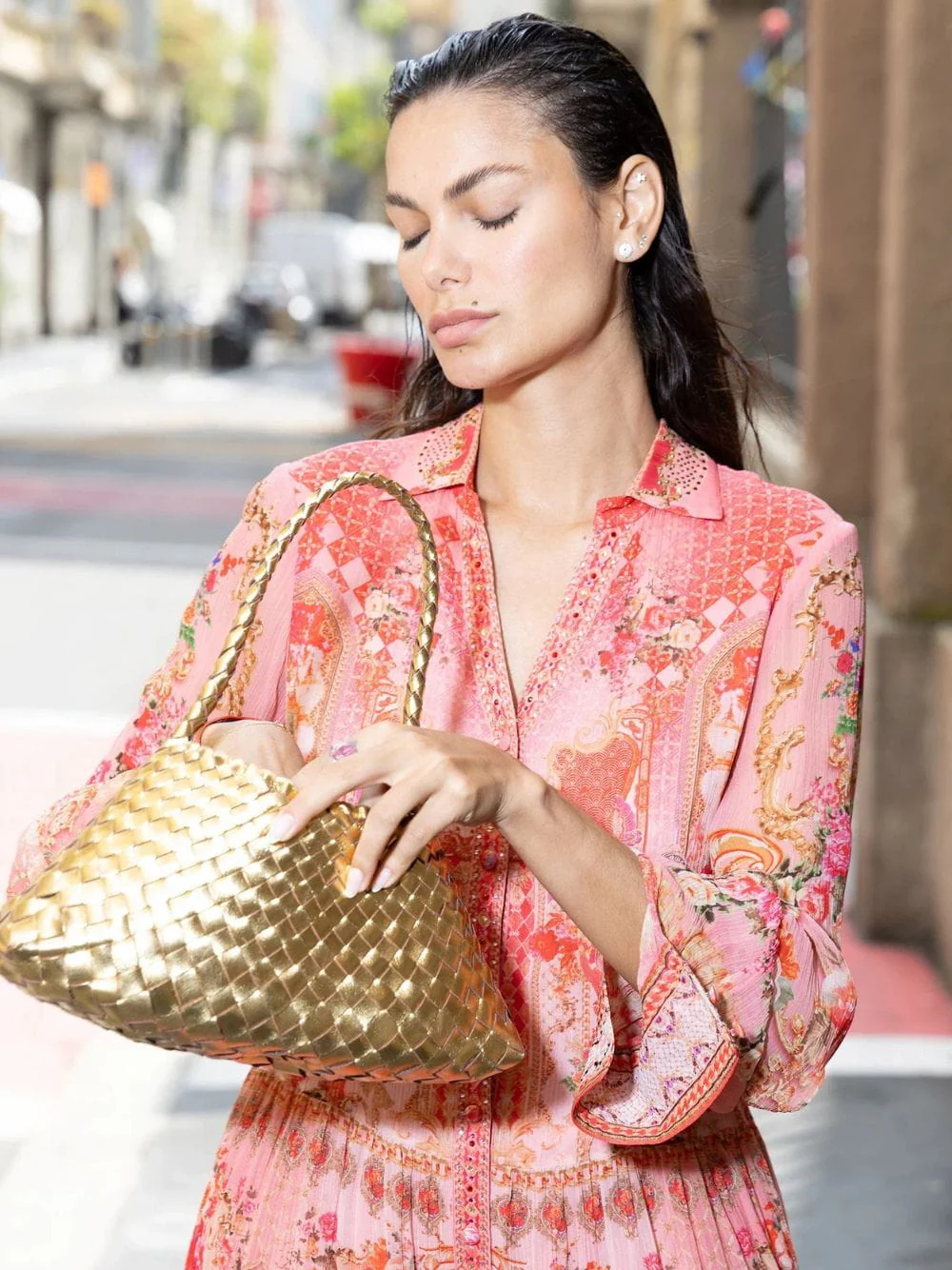 Rosanna Gold Woven Leather Bag - Image 2
