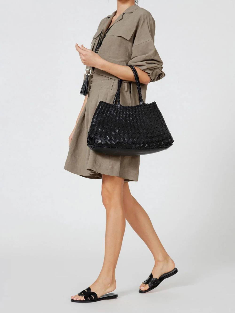 Santa Croce Big Black Woven Tote - Image 2
