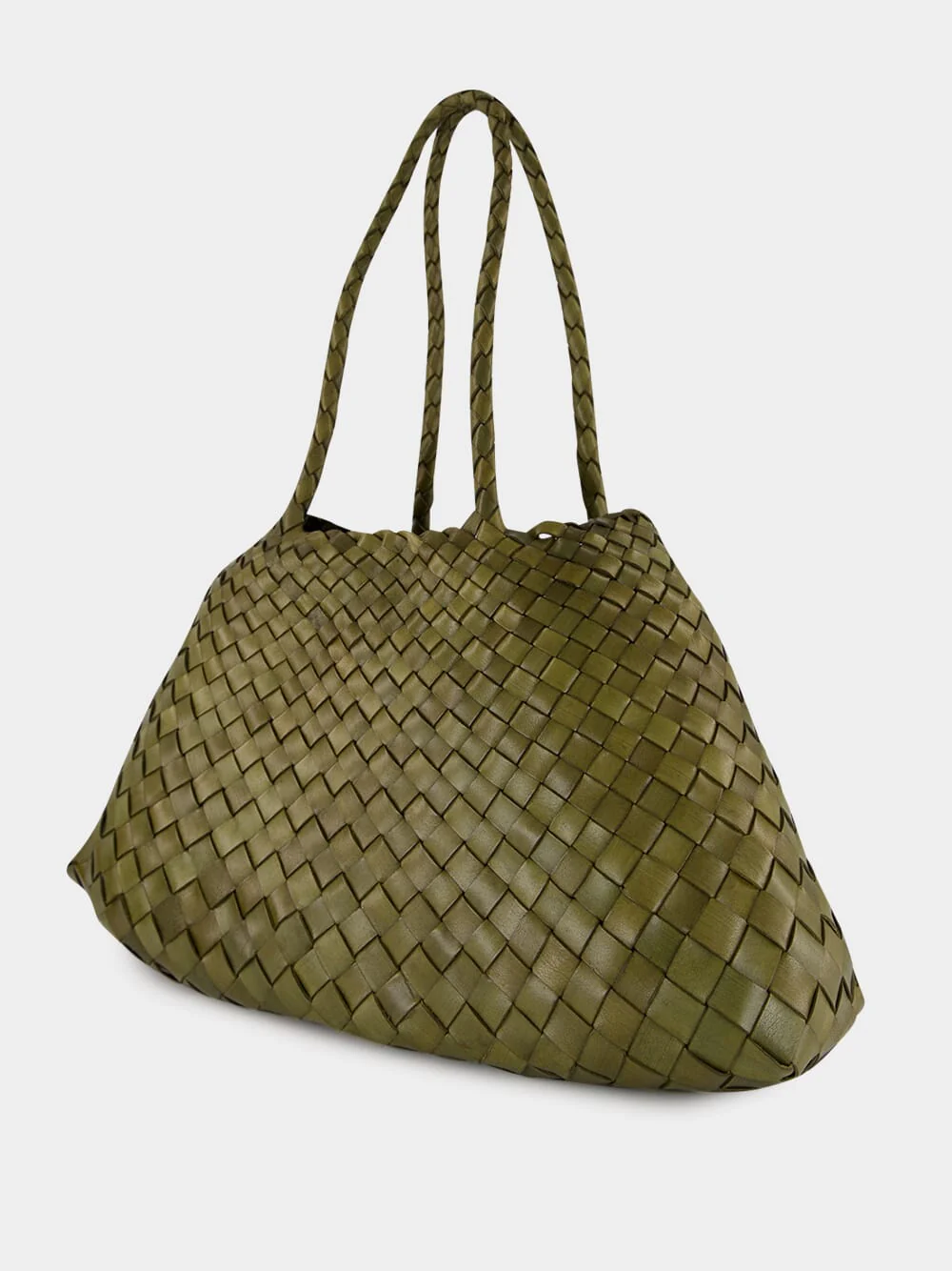 Santa Croce Big Khaki Green Woven Tote - Image 4