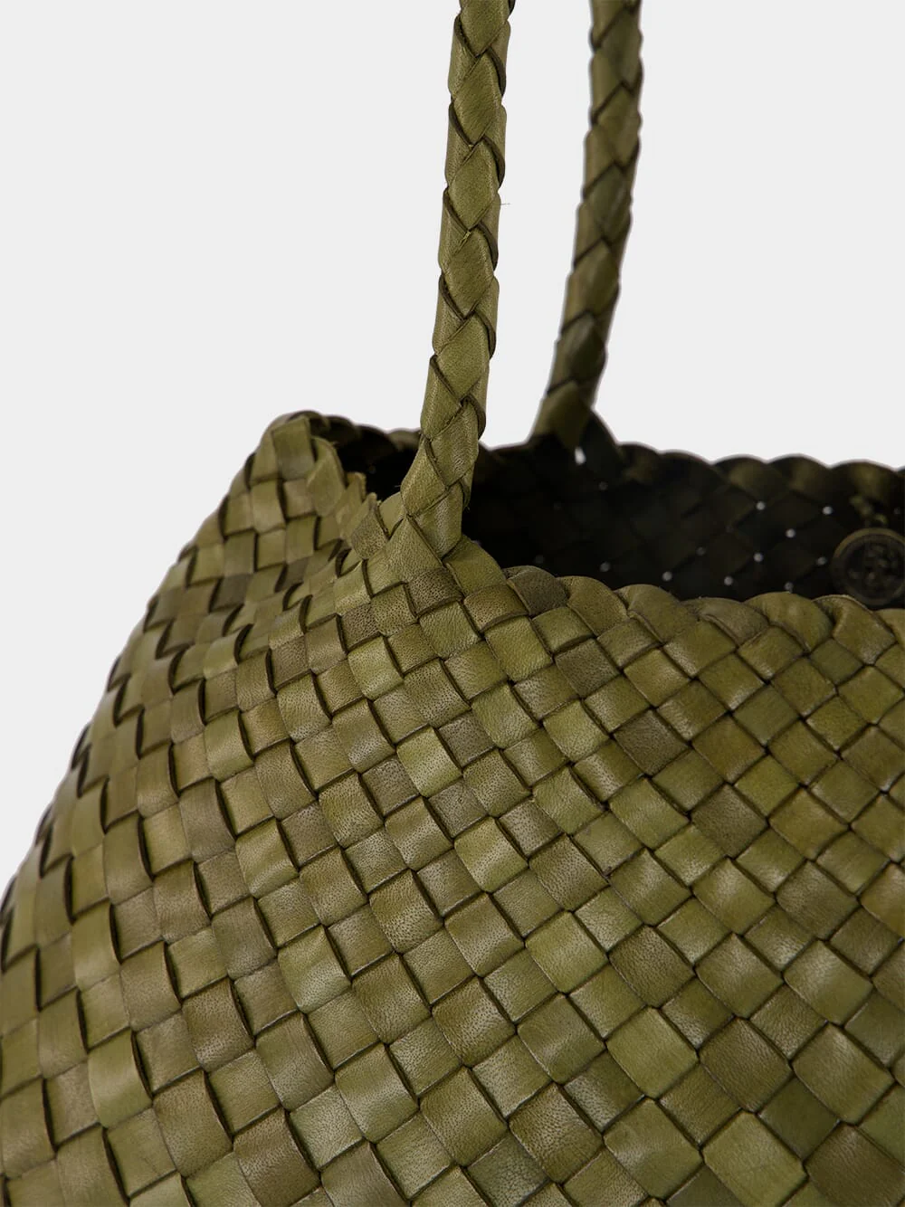 Santa Croce Big Khaki Green Woven Tote - Image 5