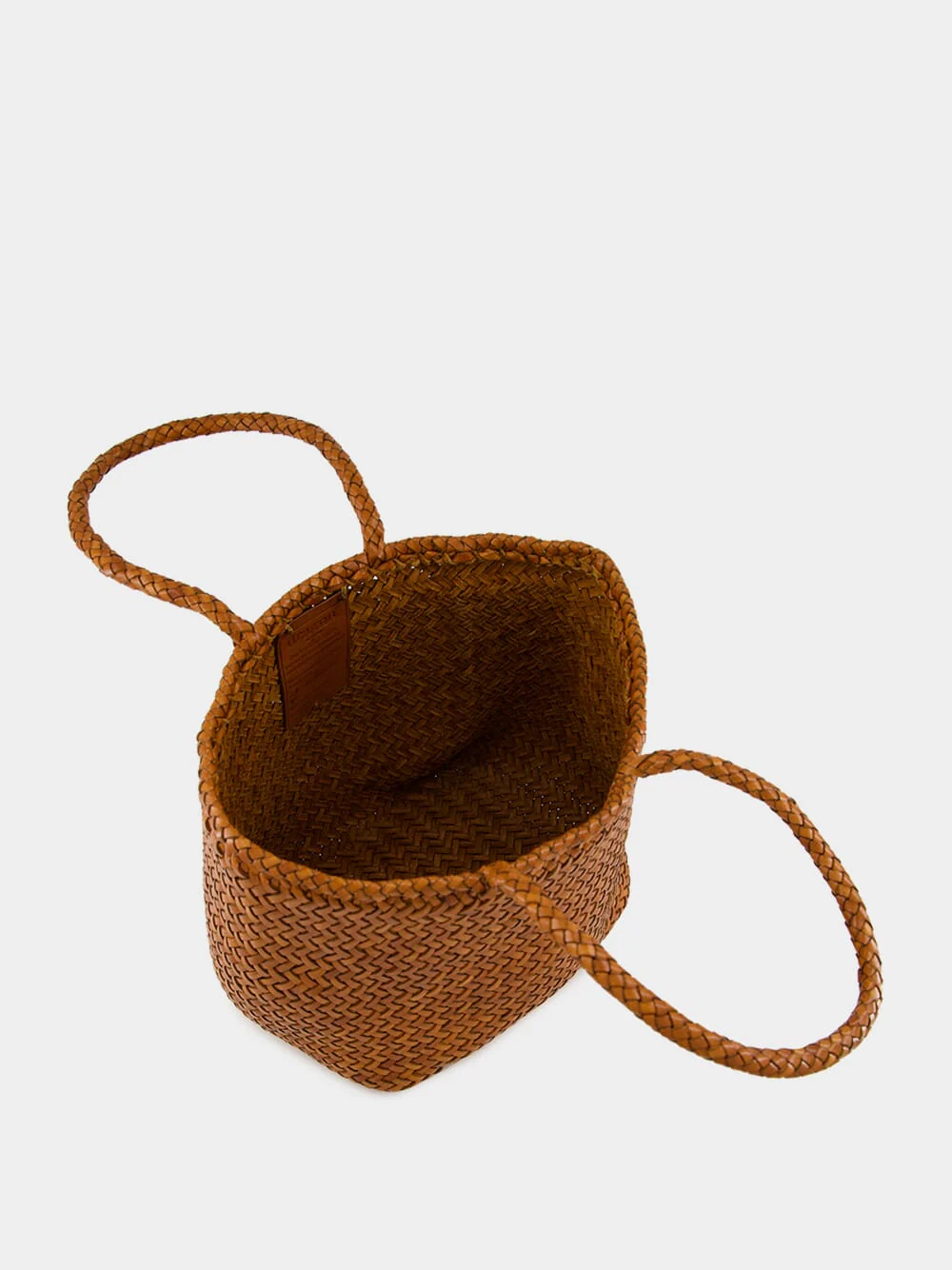 Tan Grace Basket Small Woven Leather Tote - Image 5