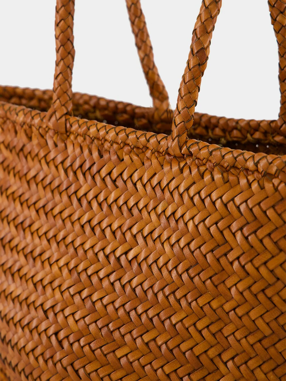 Tan Grace Basket Small Woven Leather Tote - Image 6