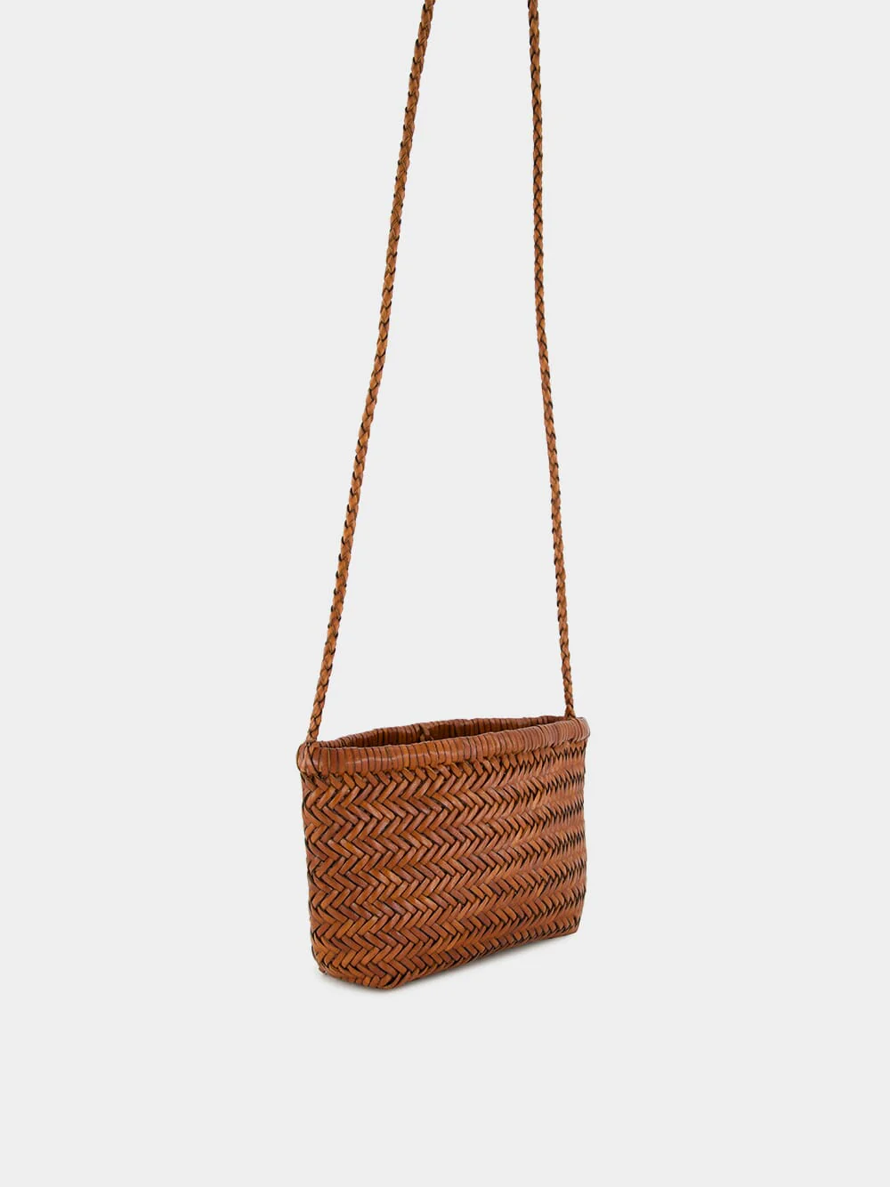 Tan Minsu Woven Leather Crossbody Bag - Image 3