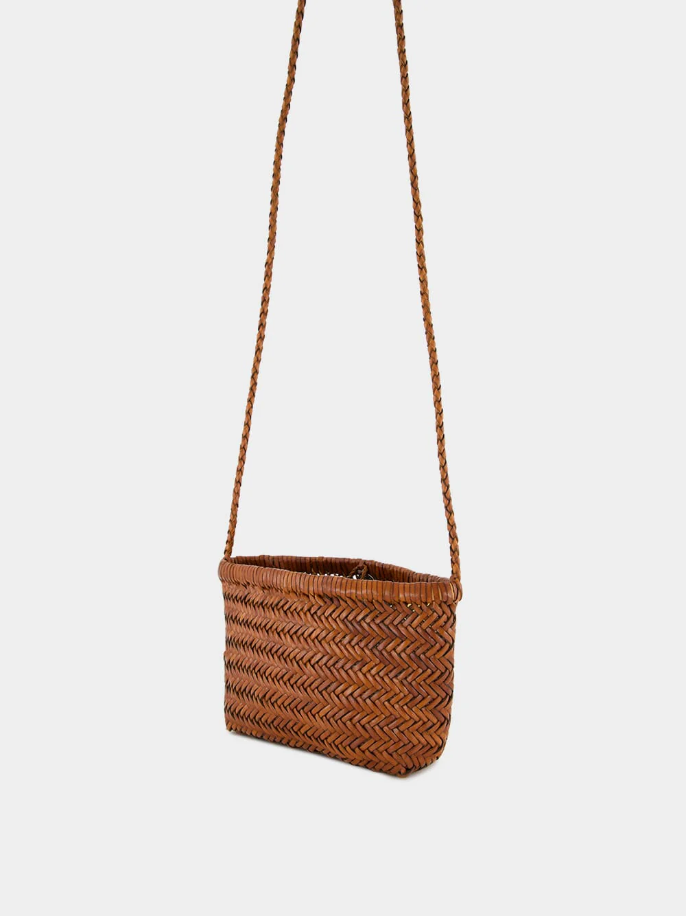 Tan Minsu Woven Leather Crossbody Bag - Image 6
