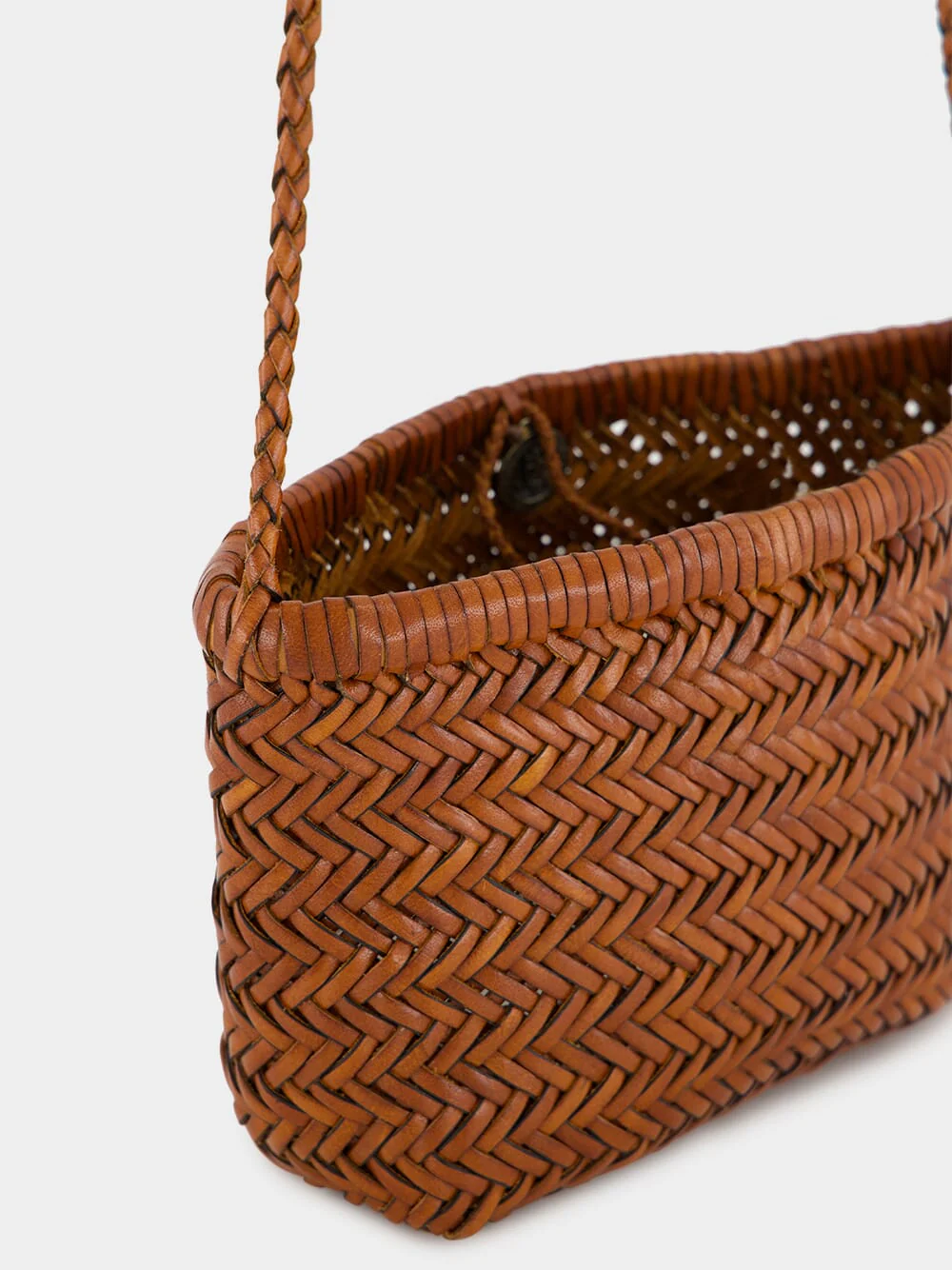 Tan Minsu Woven Leather Crossbody Bag - Image 8
