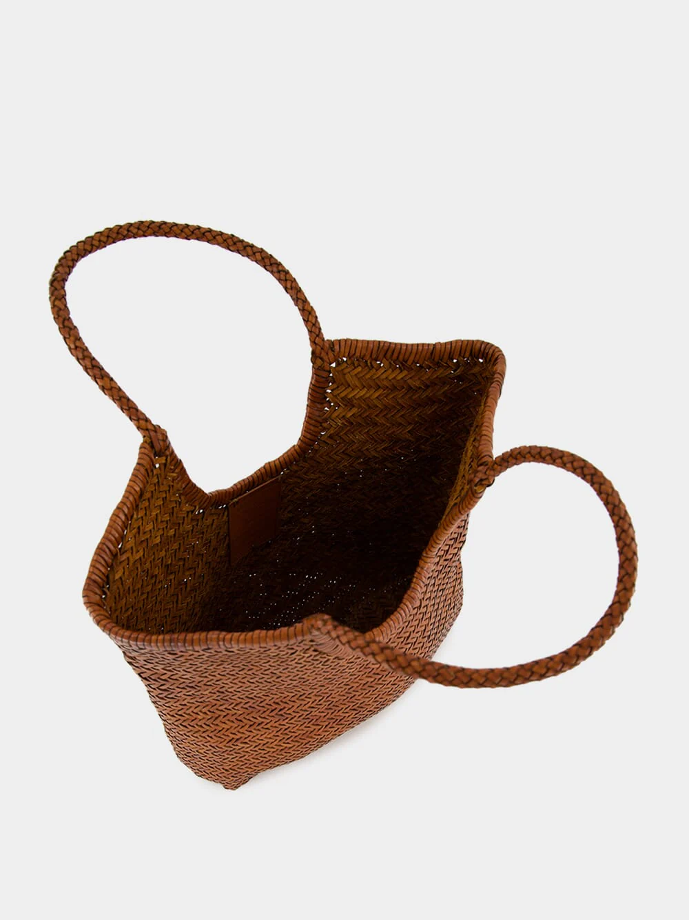 Tan NS Diagonal Triple Jump Leather Tote - Image 6