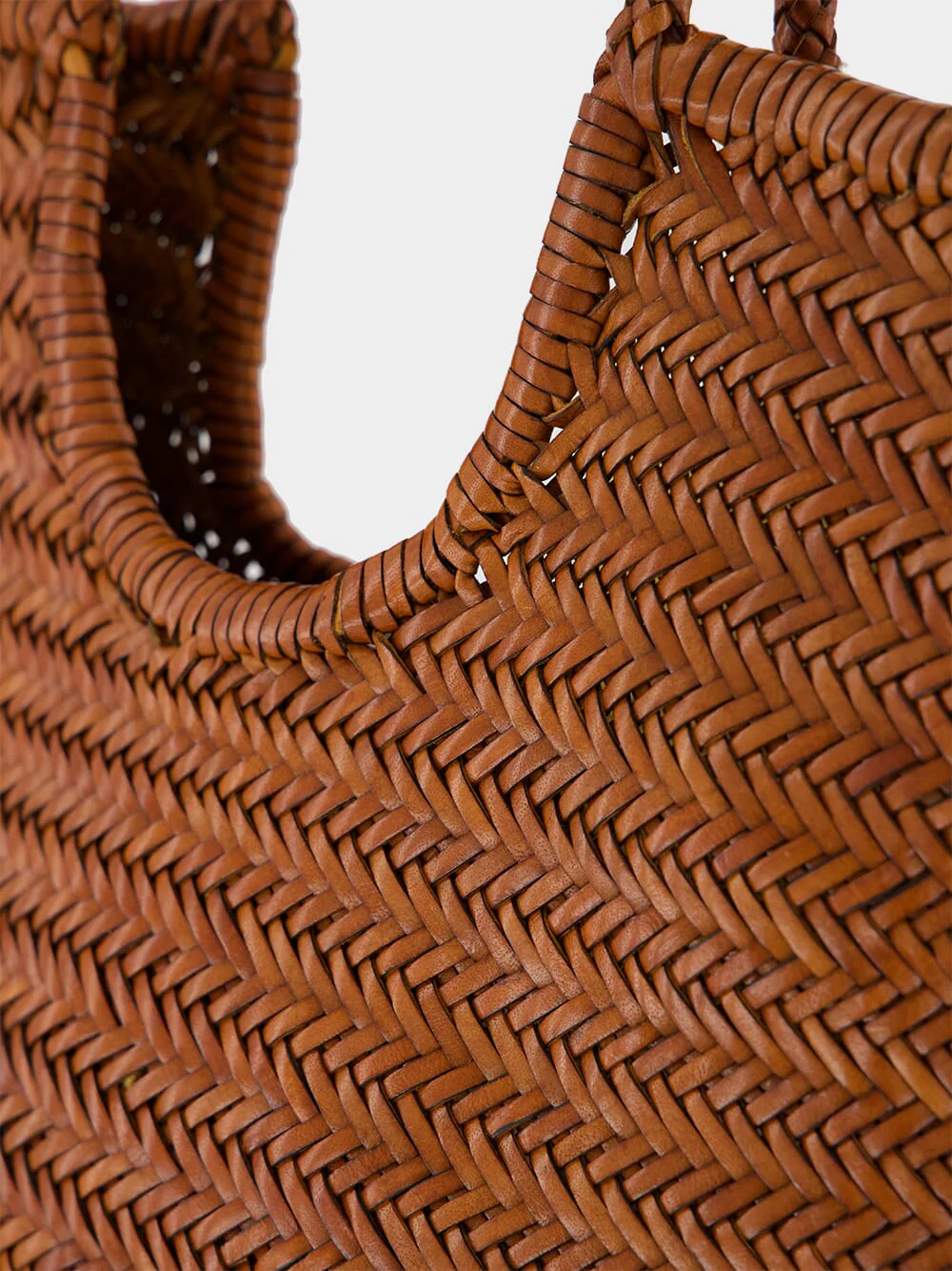 Tan NS Diagonal Triple Jump Leather Tote - Image 7
