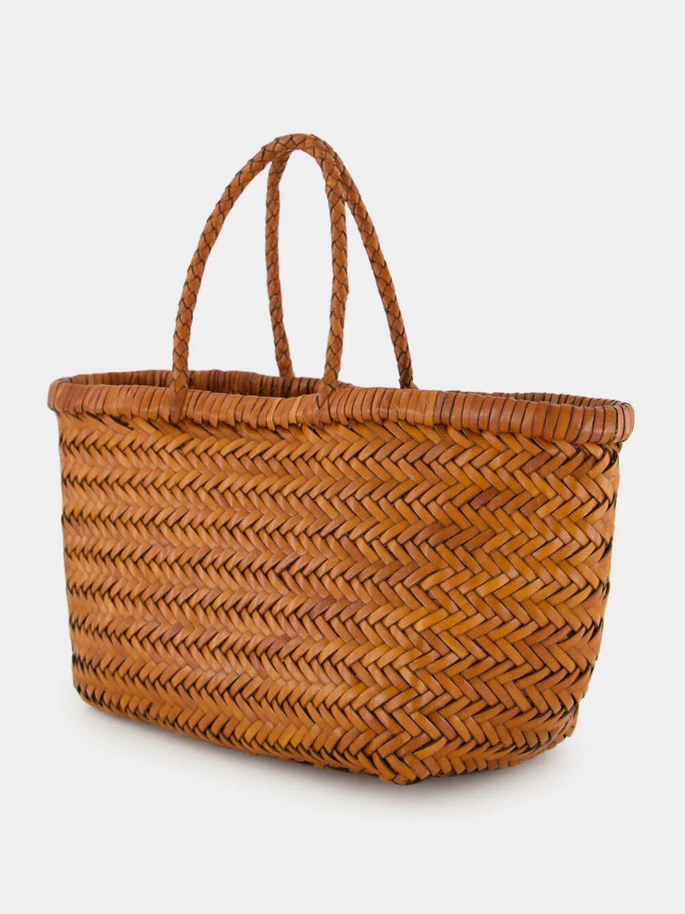 Tan Triple Jump Small Woven Leather Tote - Image 5