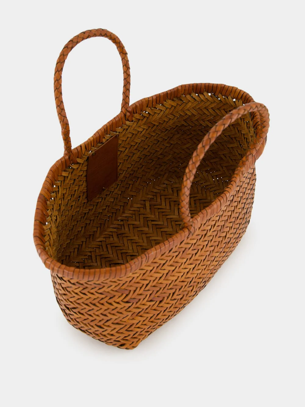 Tan Triple Jump Small Woven Leather Tote - Image 6