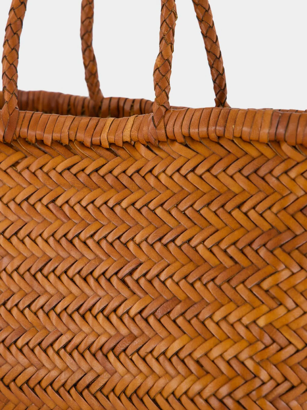 Tan Triple Jump Small Woven Leather Tote - Image 7