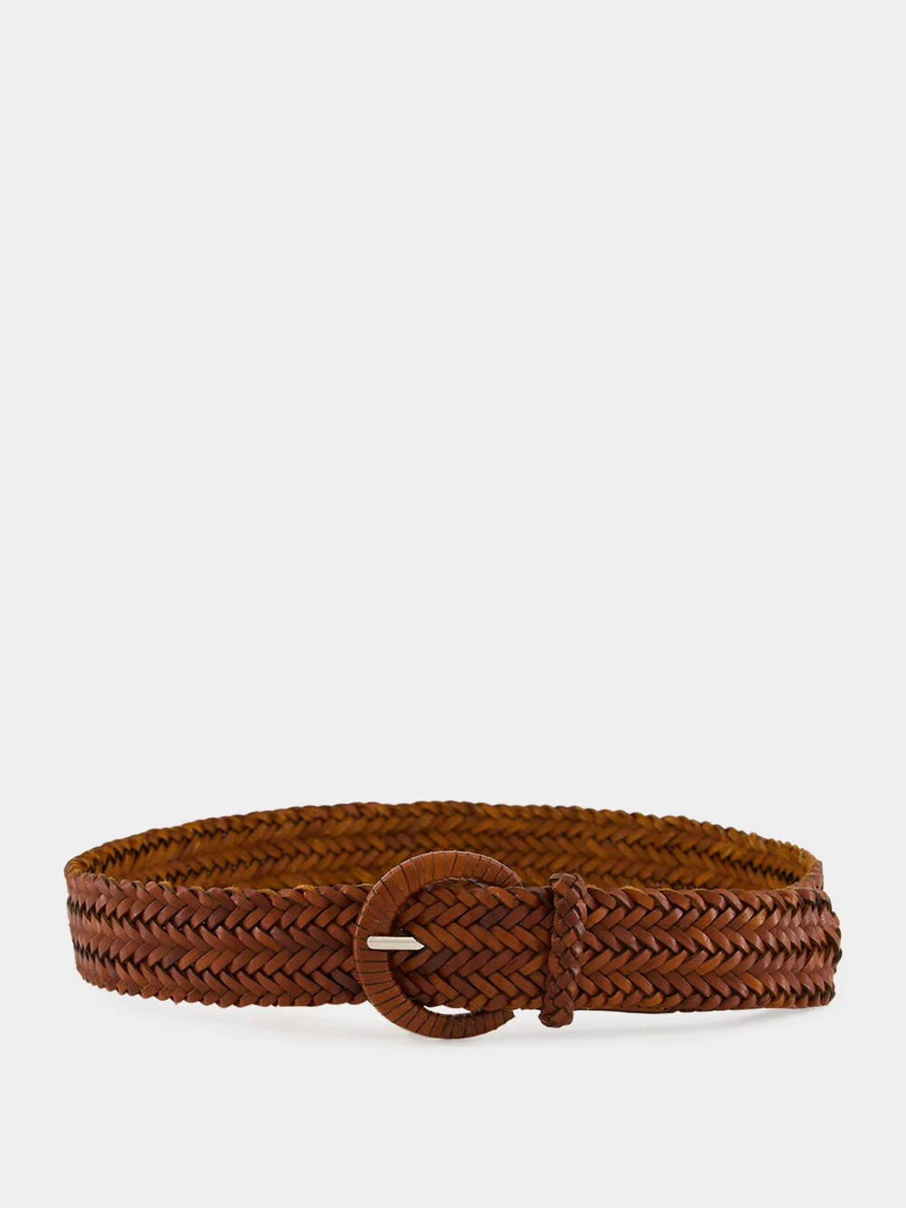 Tan Wrapped Buckle Leather Belt