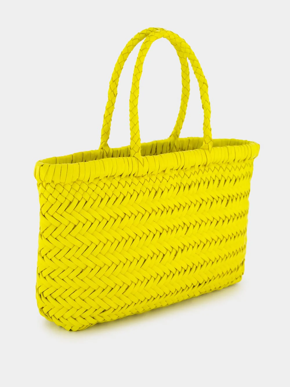 Yellow Mini Flat Gora Woven Leather Bag - Image 2