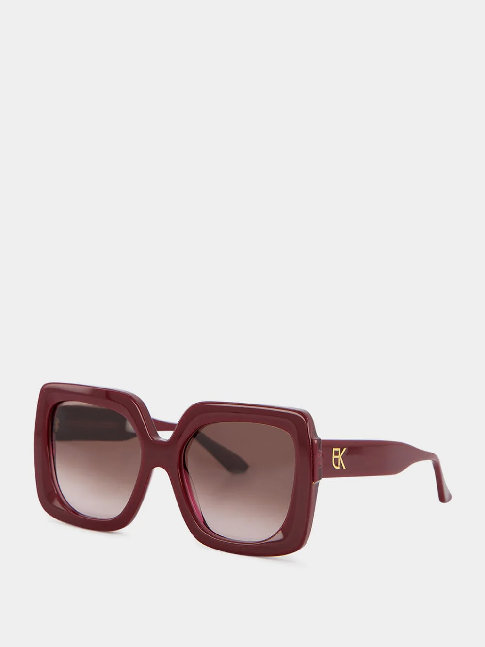 Burgundy 5082 Square Acetate Sunglasses - Image 2