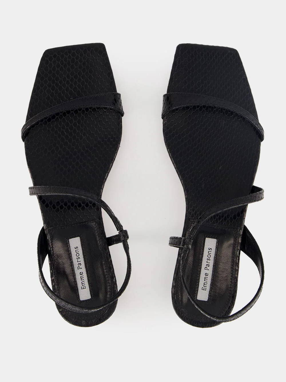 Black Embossed Snake Delice Flat Sandals - Image 5