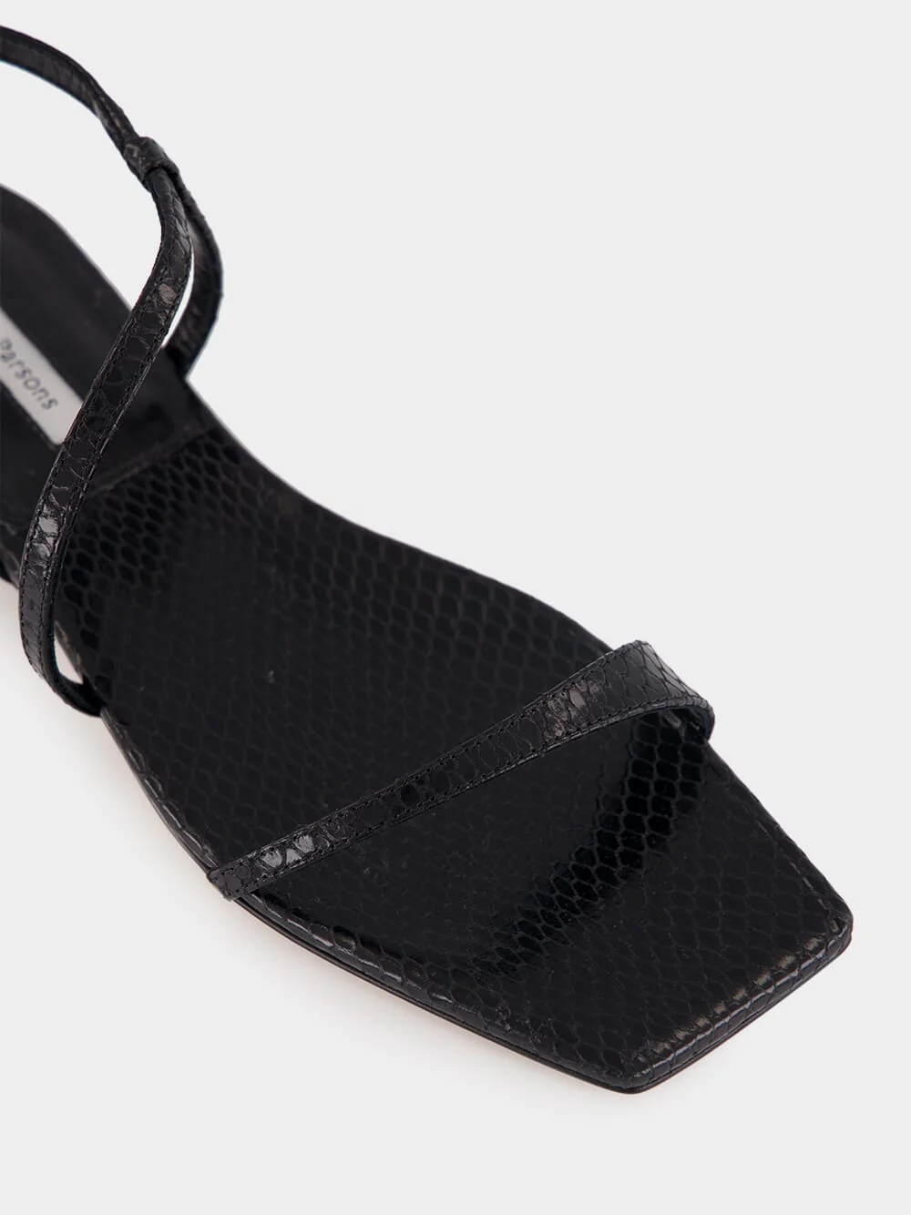 Black Embossed Snake Delice Flat Sandals - Image 8