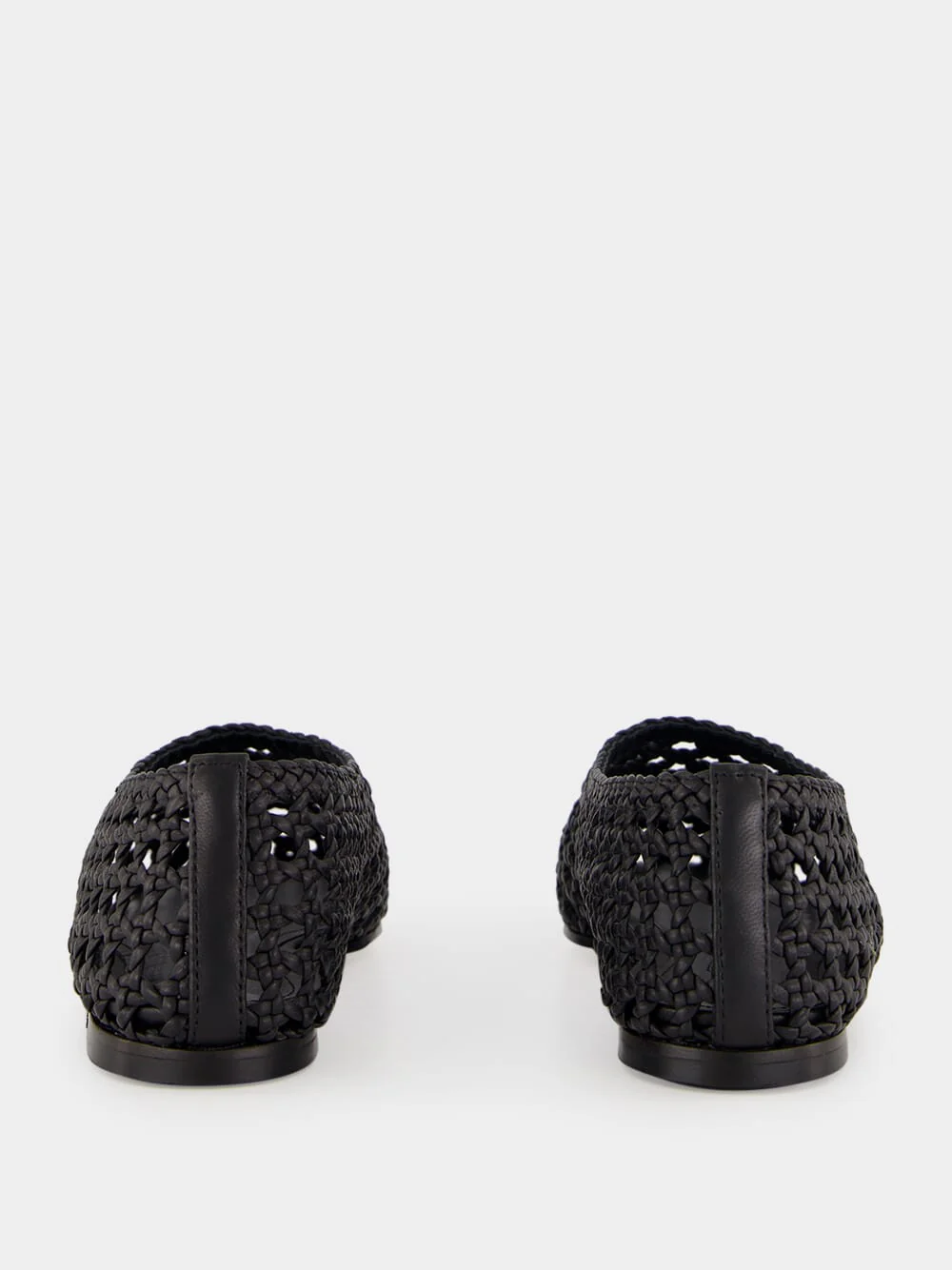 Black Woven Nappa High Throat Ballet Flats - Image 5
