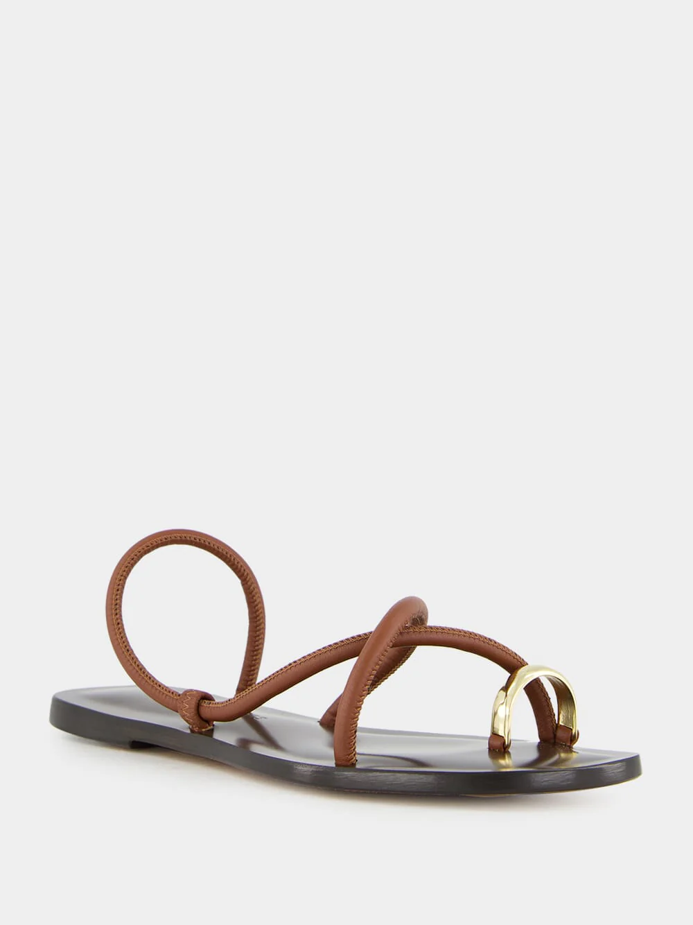 Laurie Flat Sandals in Cacao Nappa - Image 3