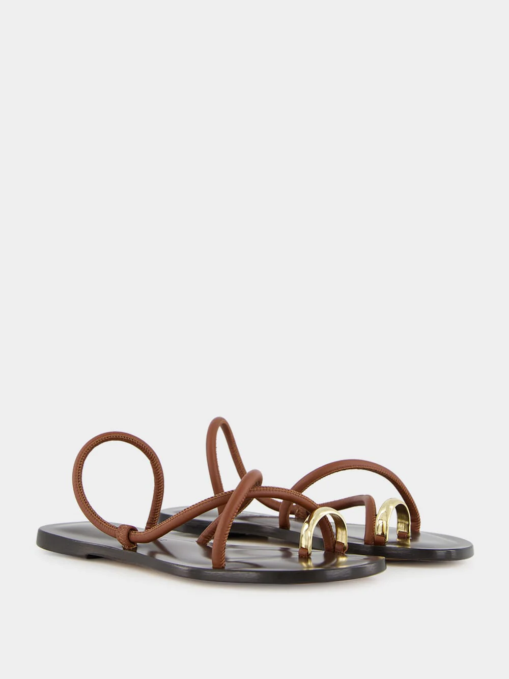 Laurie Flat Sandals in Cacao Nappa - Image 4