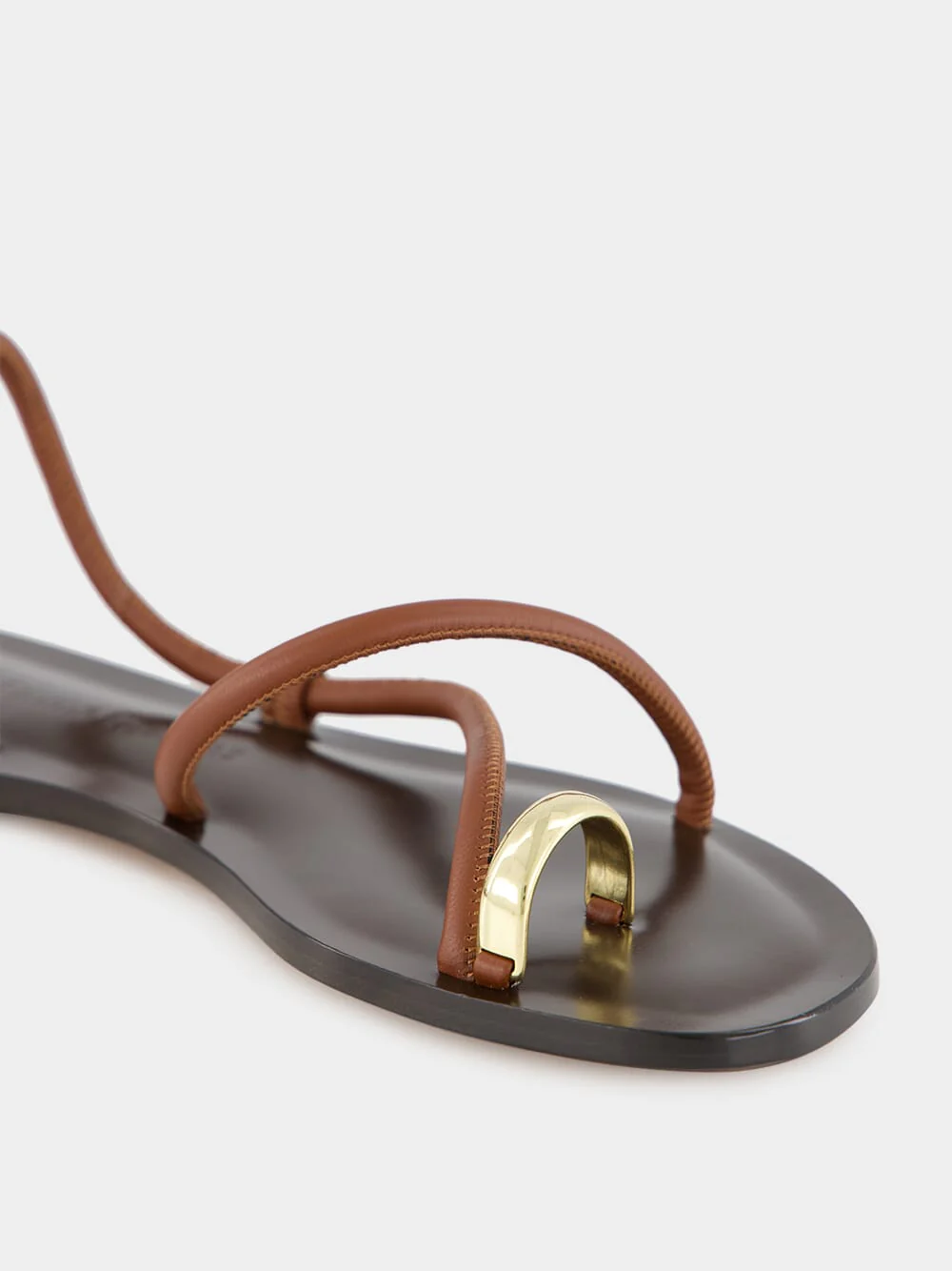 Laurie Flat Sandals in Cacao Nappa - Image 7