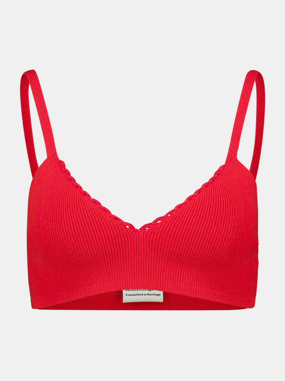Apple Red Cropped Knit Cotton Top