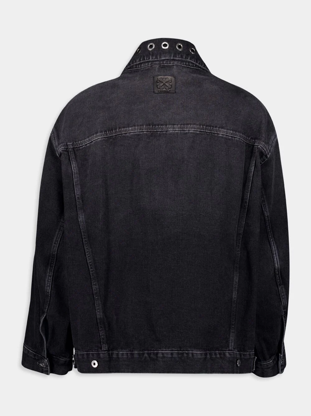 Eyelet-Detail Cotton Denim Jacket - Image 3