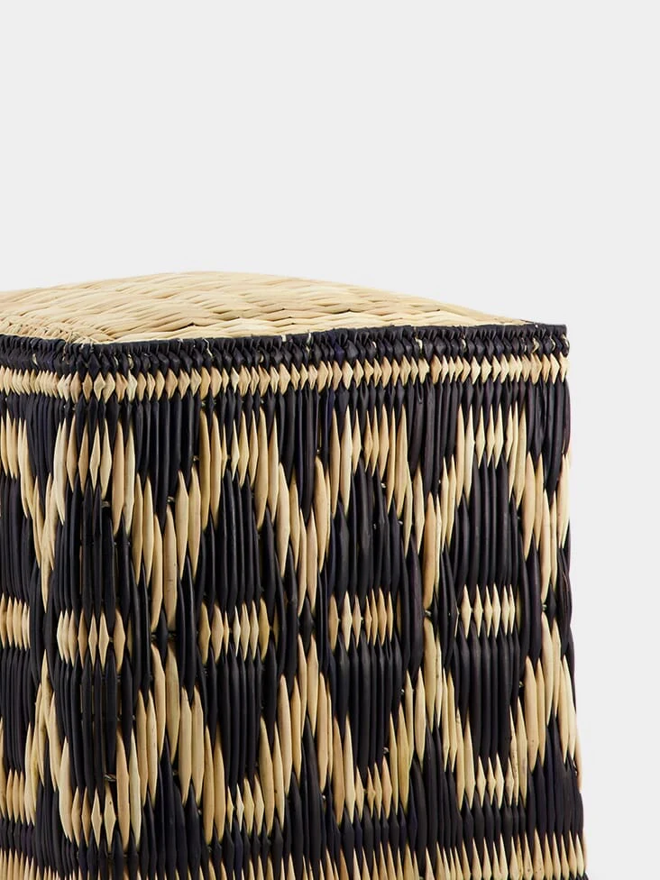 Wicker Black Pouffe - Image 4