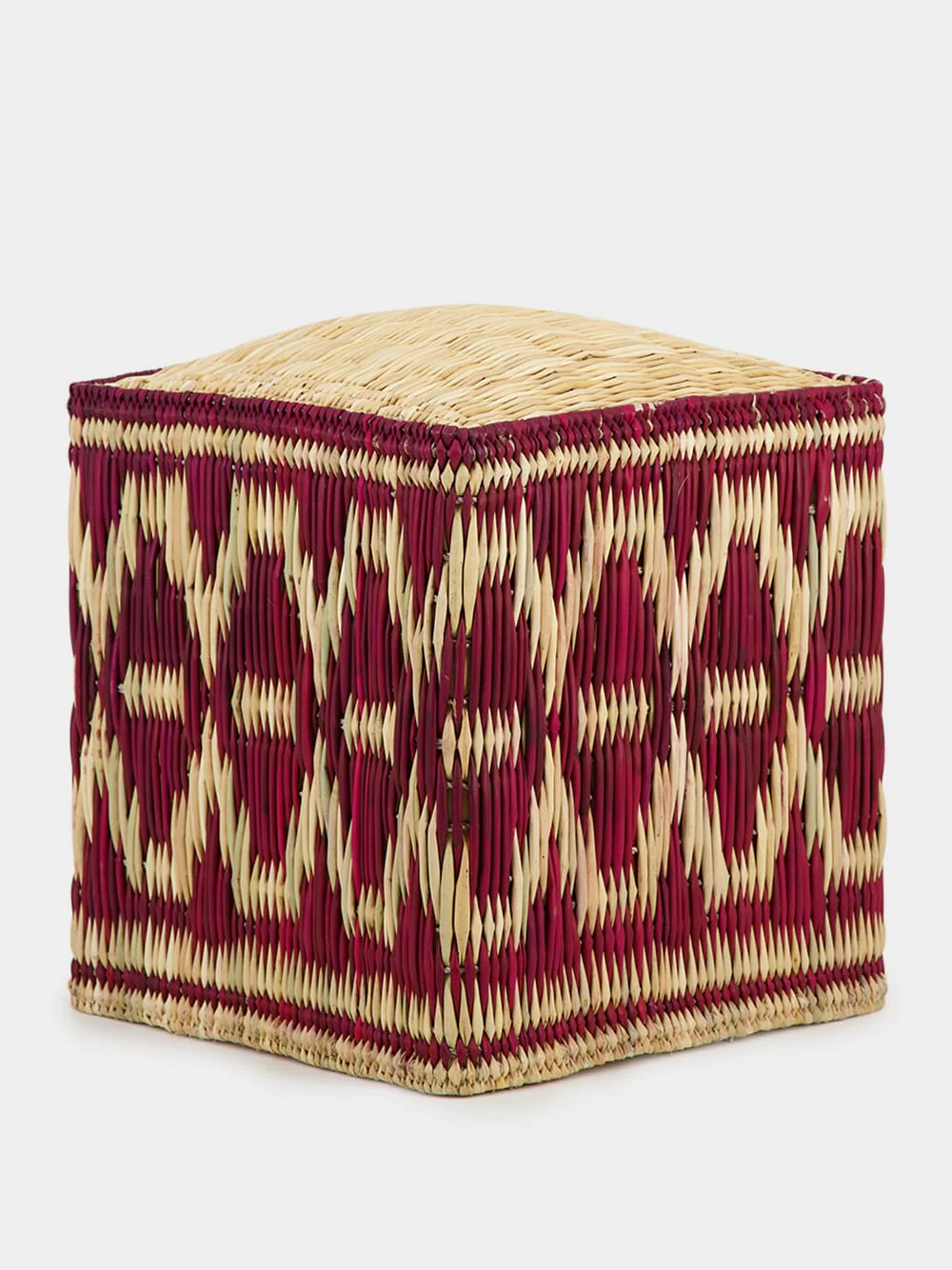 Wicker Red Pouffe - Image 3