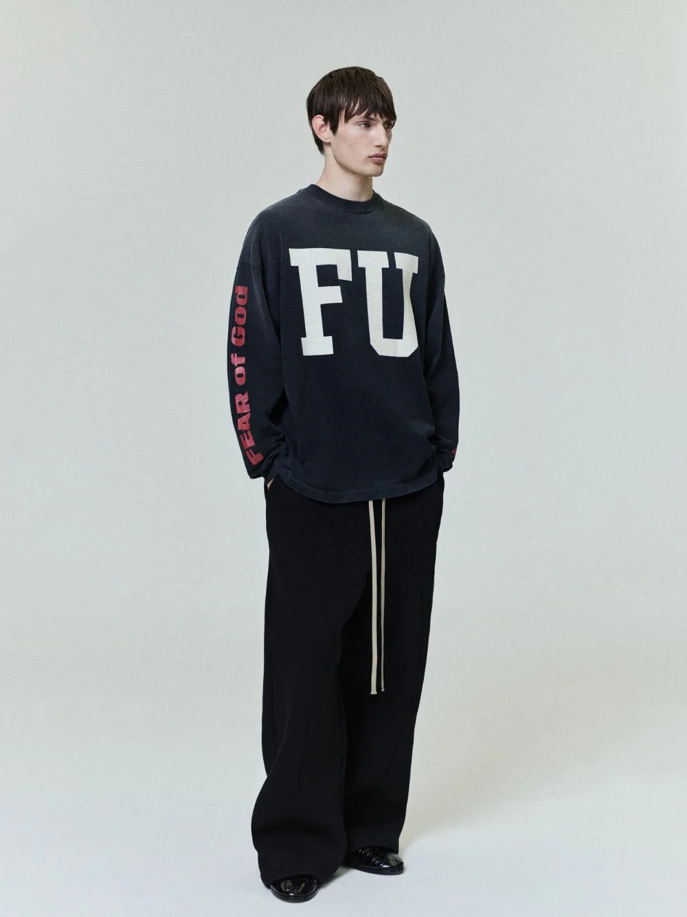 Black Freedom Relaxed Long Sleeve Cotton Top