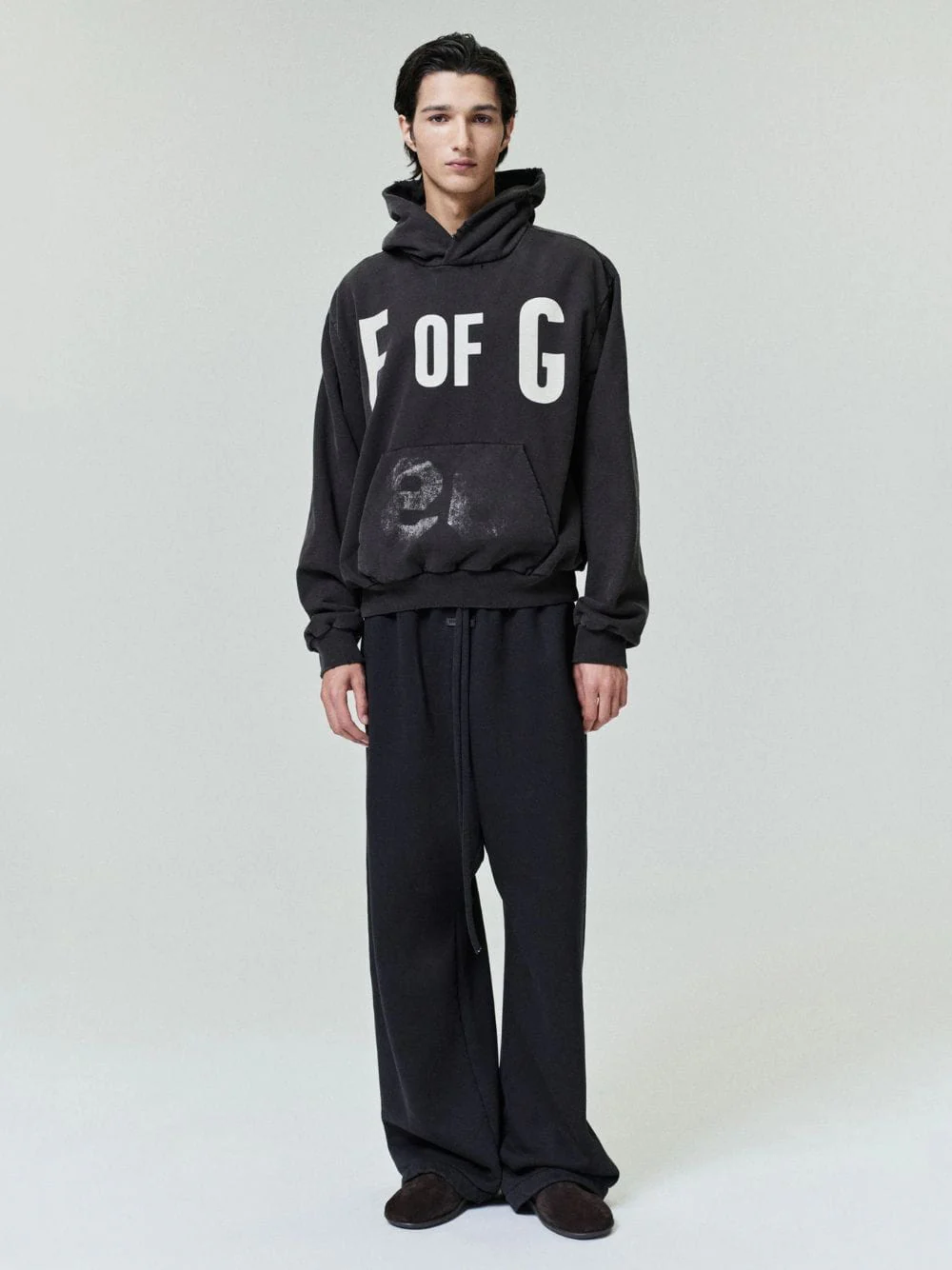 Black Sunfaded Wide Leg Sweatpant