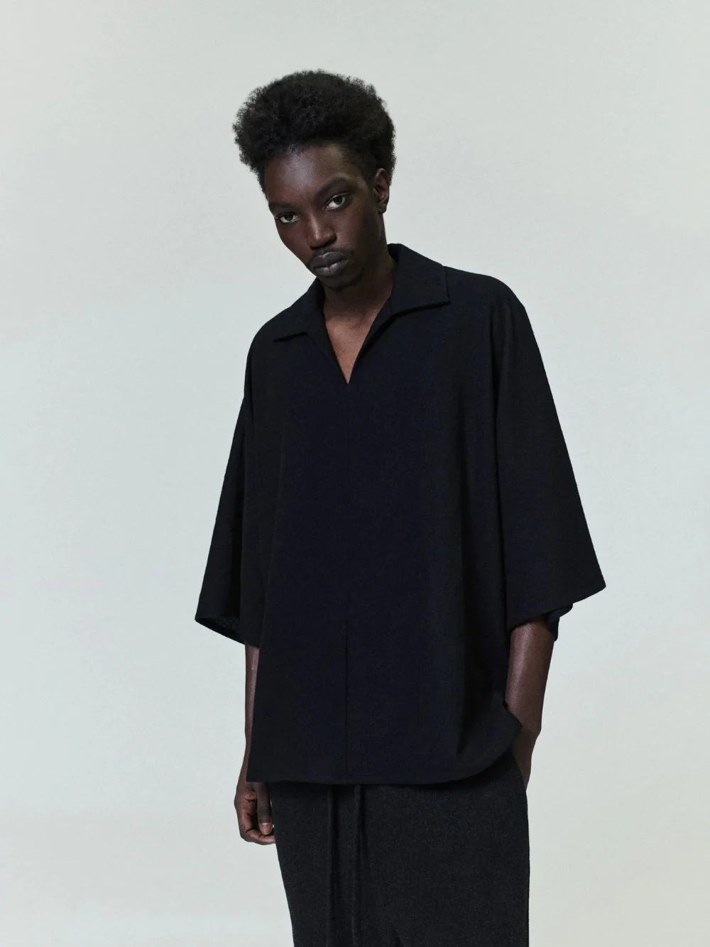 Black Virgin Wool Polo Shirt - Image 2