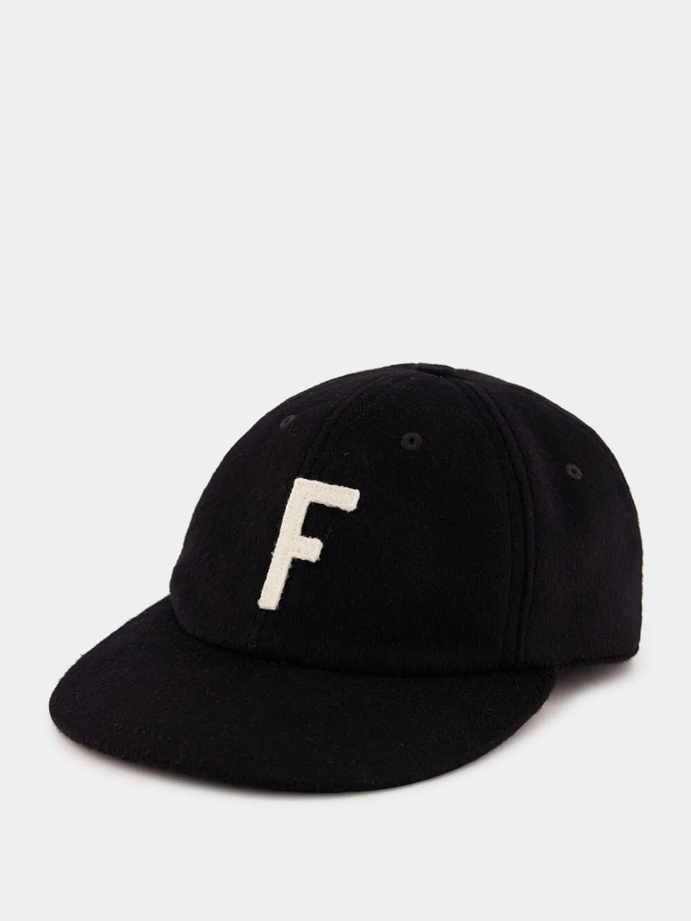 Black Wool Baseball Cap with Felt Letter