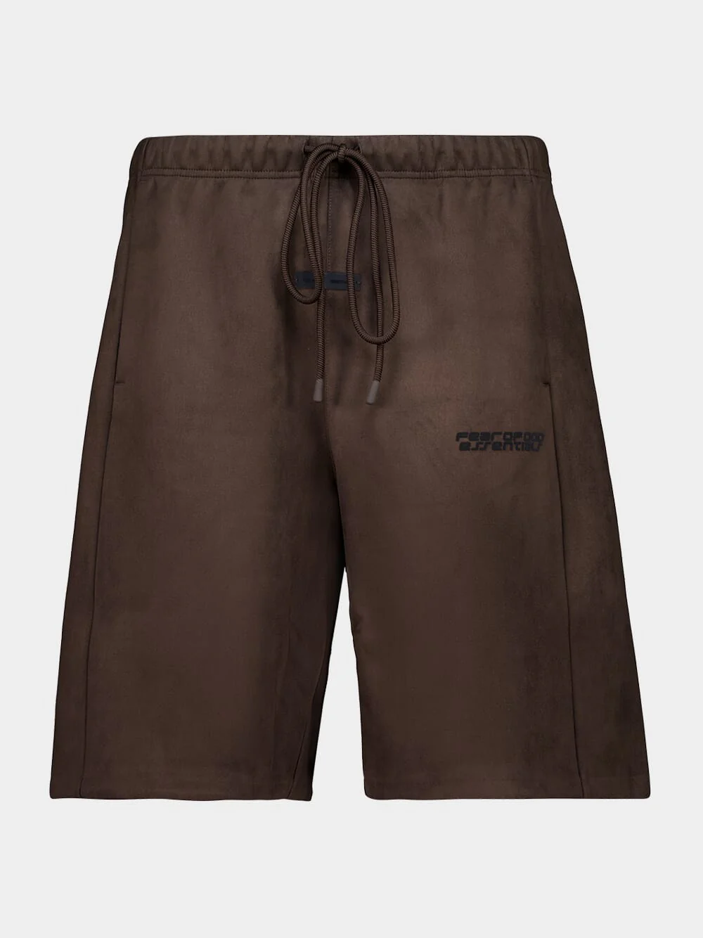 Brown Suede Fleece Relaxed Shorts - Image 2