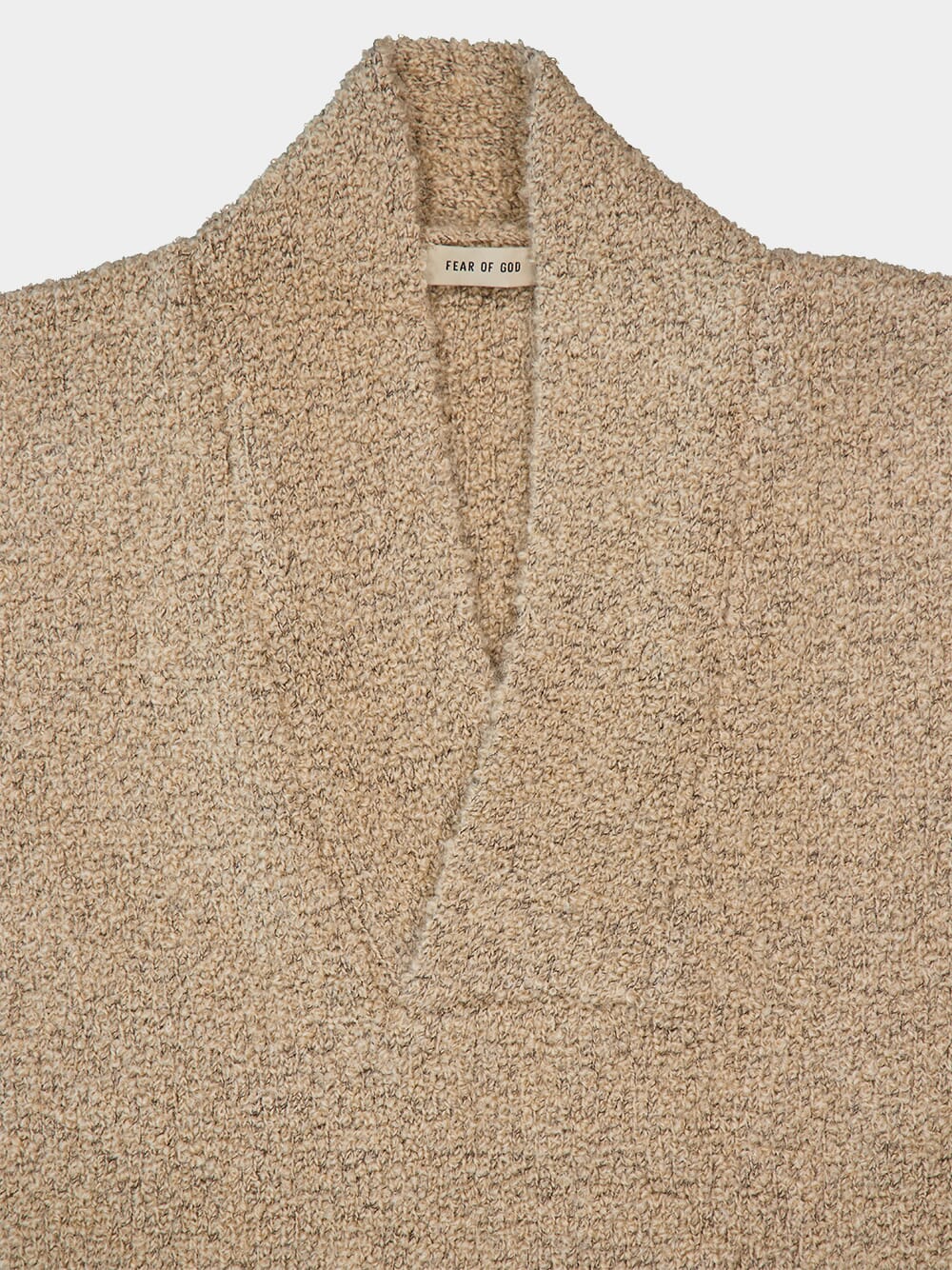 Beige Wool Mohair V-Neck Sweater - Image 3