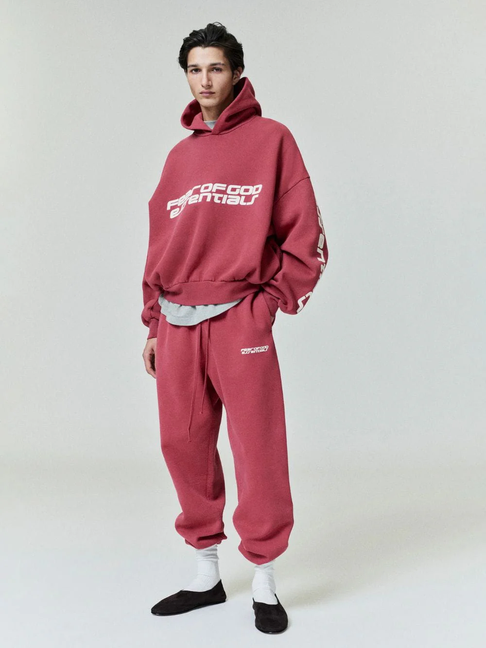 Crimson Cropped Relaxed Hooded Sweatshirt - Image 2