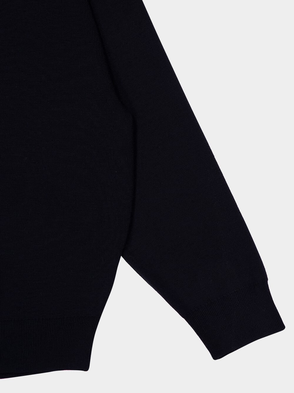 Jet Black Sweater Crewneck Knit in Merino Wool - Image 4