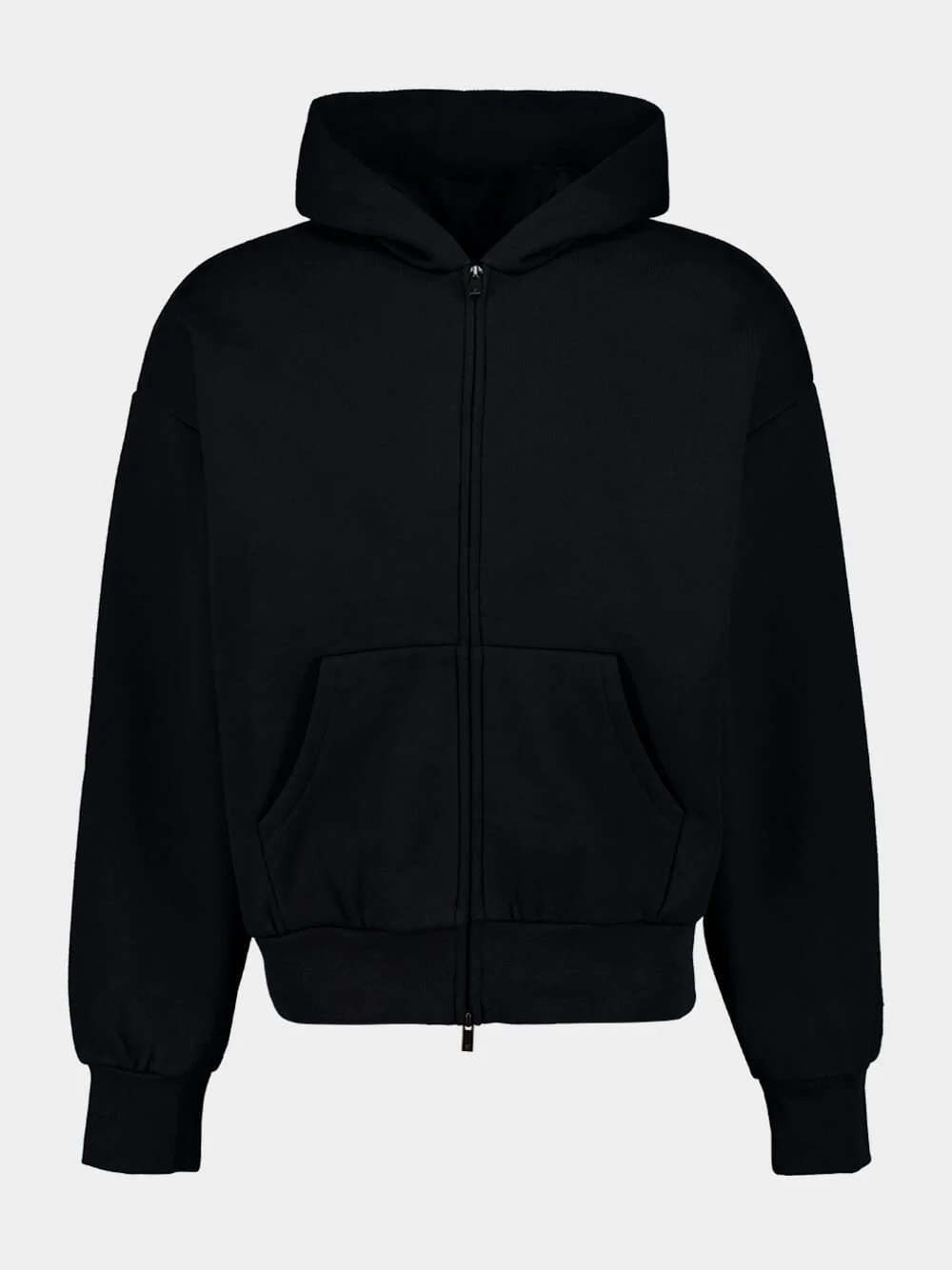 Jet Black Zip-Up Hooded Sweatshirt i