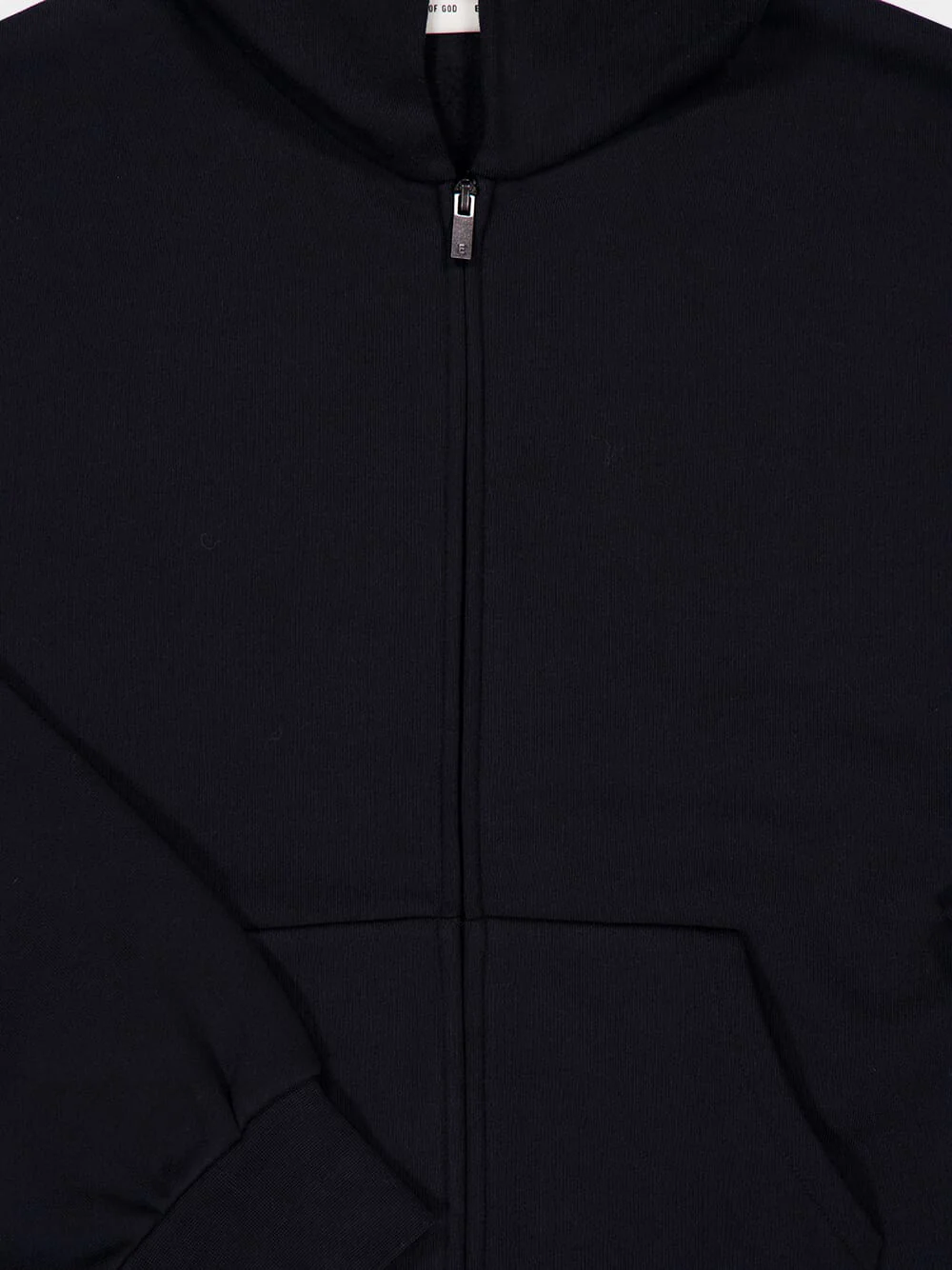 Jet Black Zip-Up Hooded Sweatshirt i - Image 3