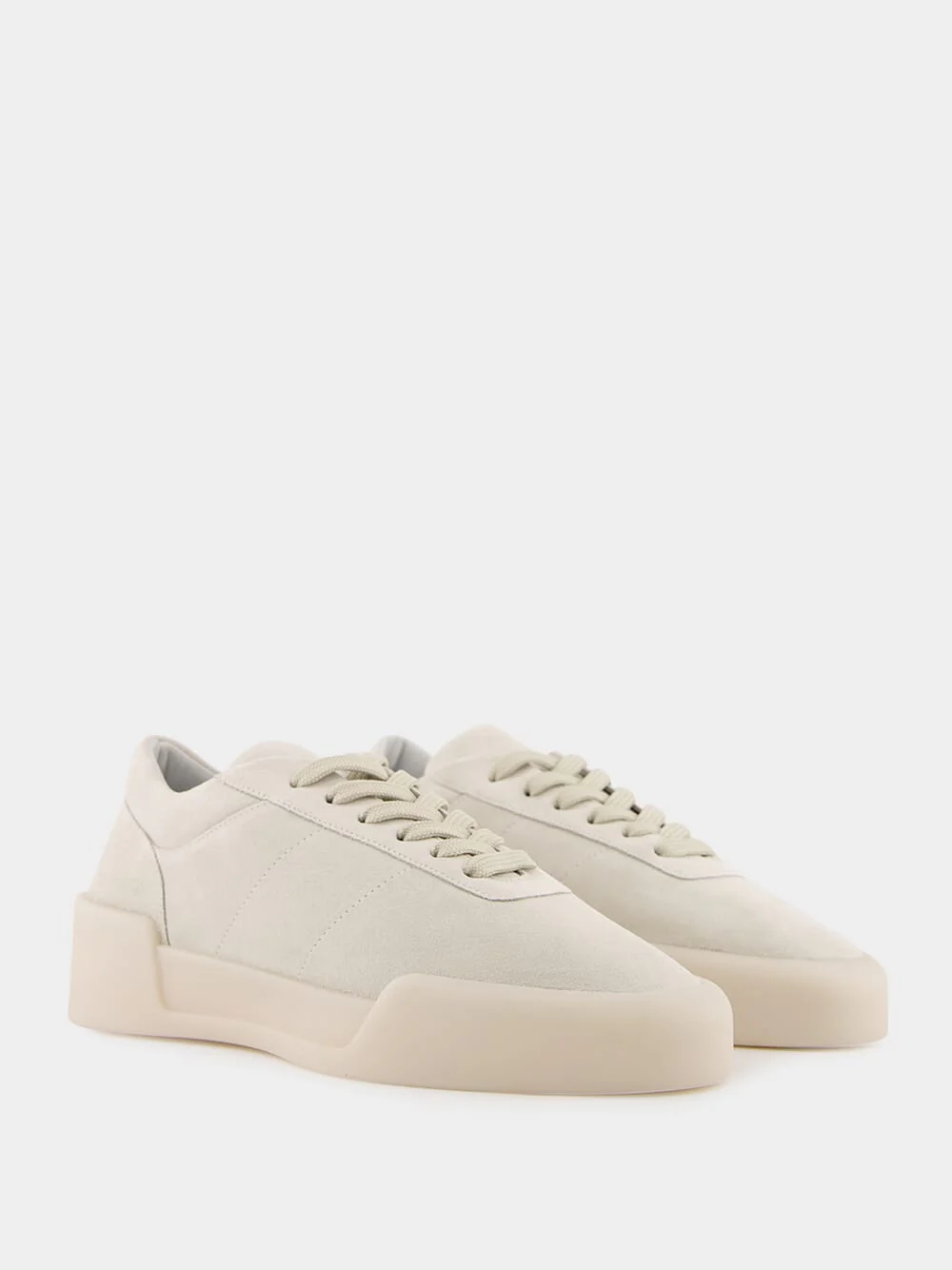 Cream Suede Aerobic Low-Top Sneakers - Image 3
