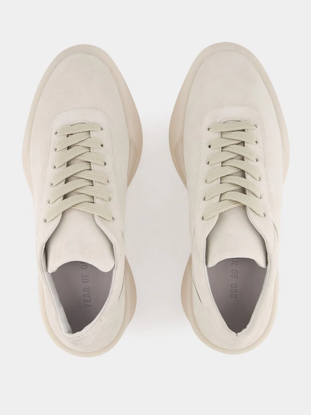 Cream Suede Aerobic Low-Top Sneakers - Image 4